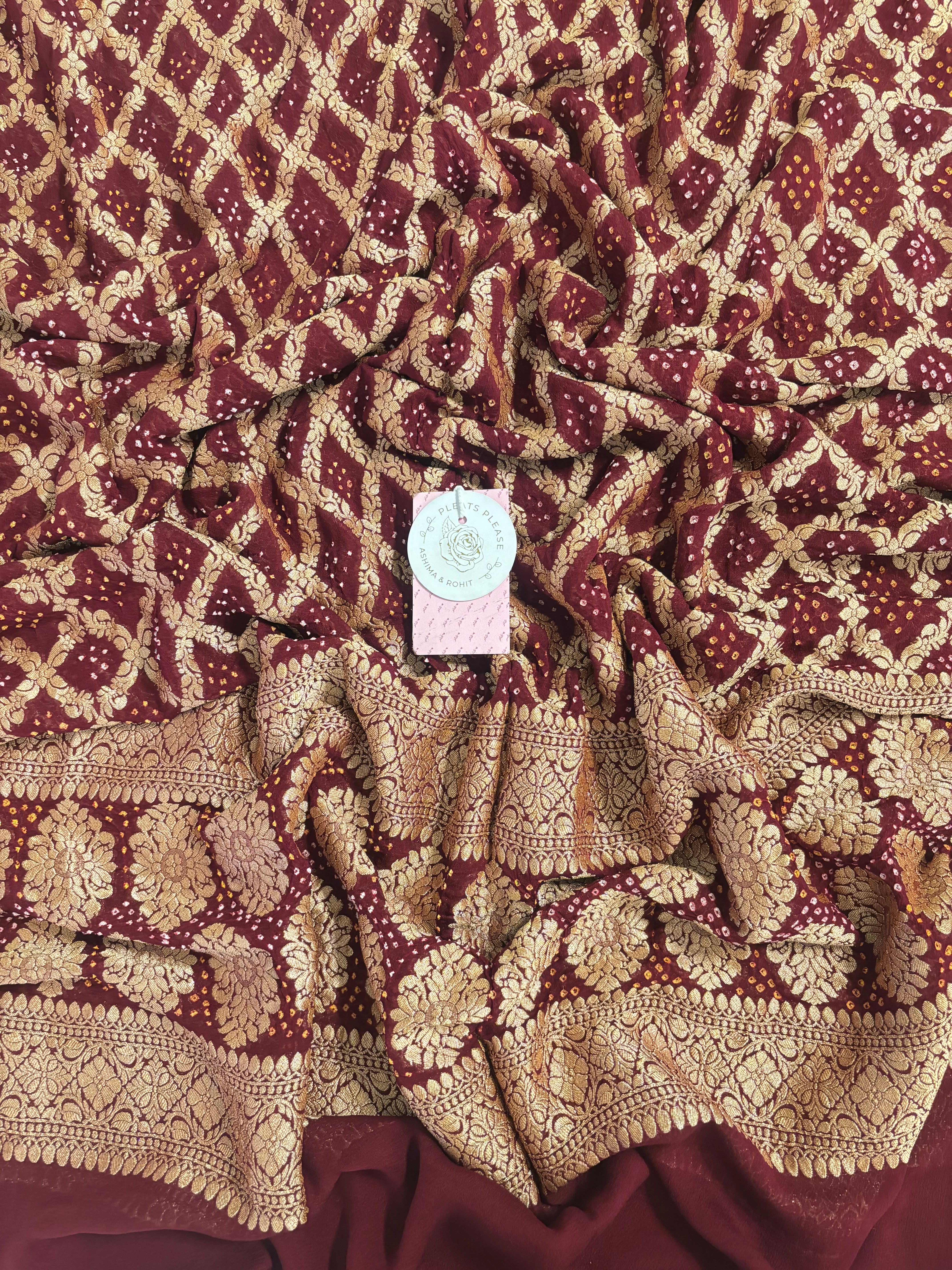 Maroon Pure Khaddi Georgette Neemzari Dupatta