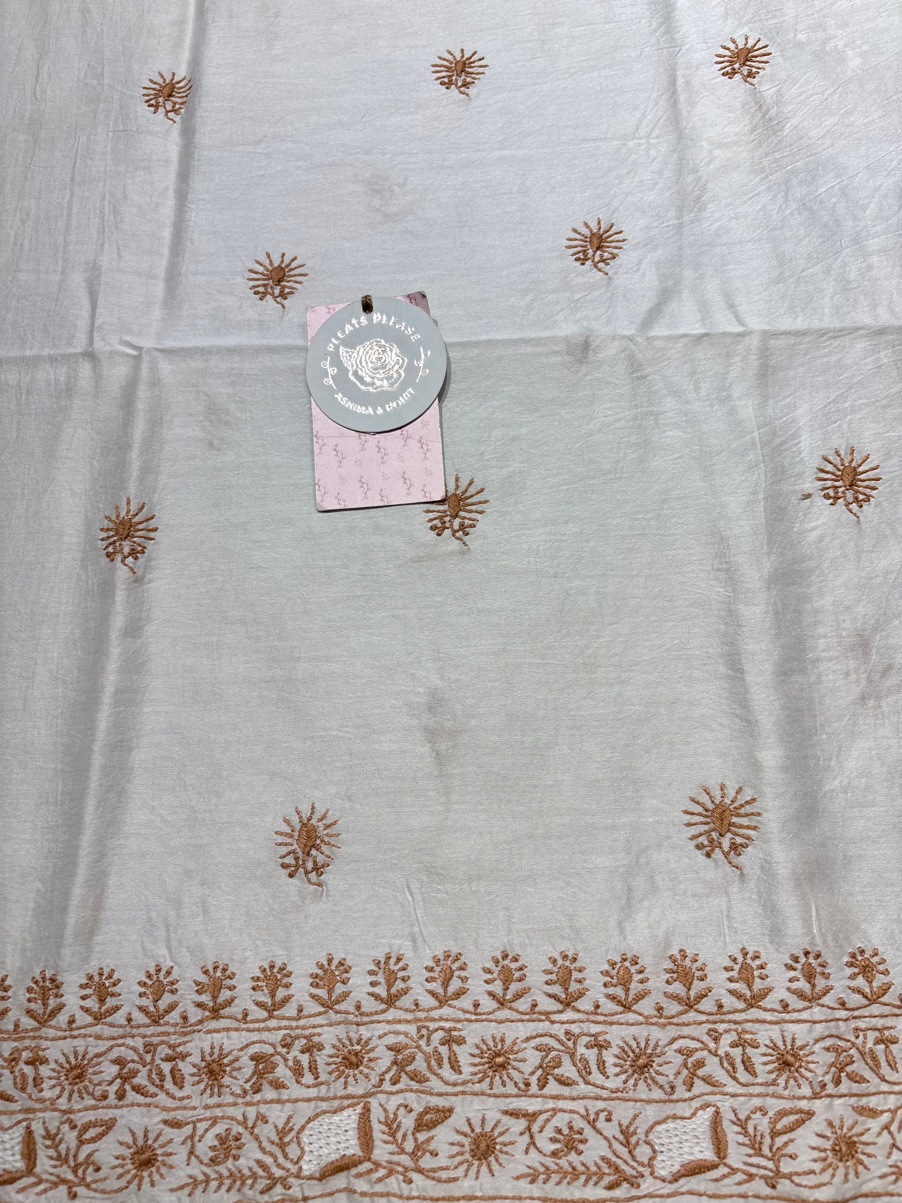 Dyeable Chanderi Silk Chikankari Men’s Kurta