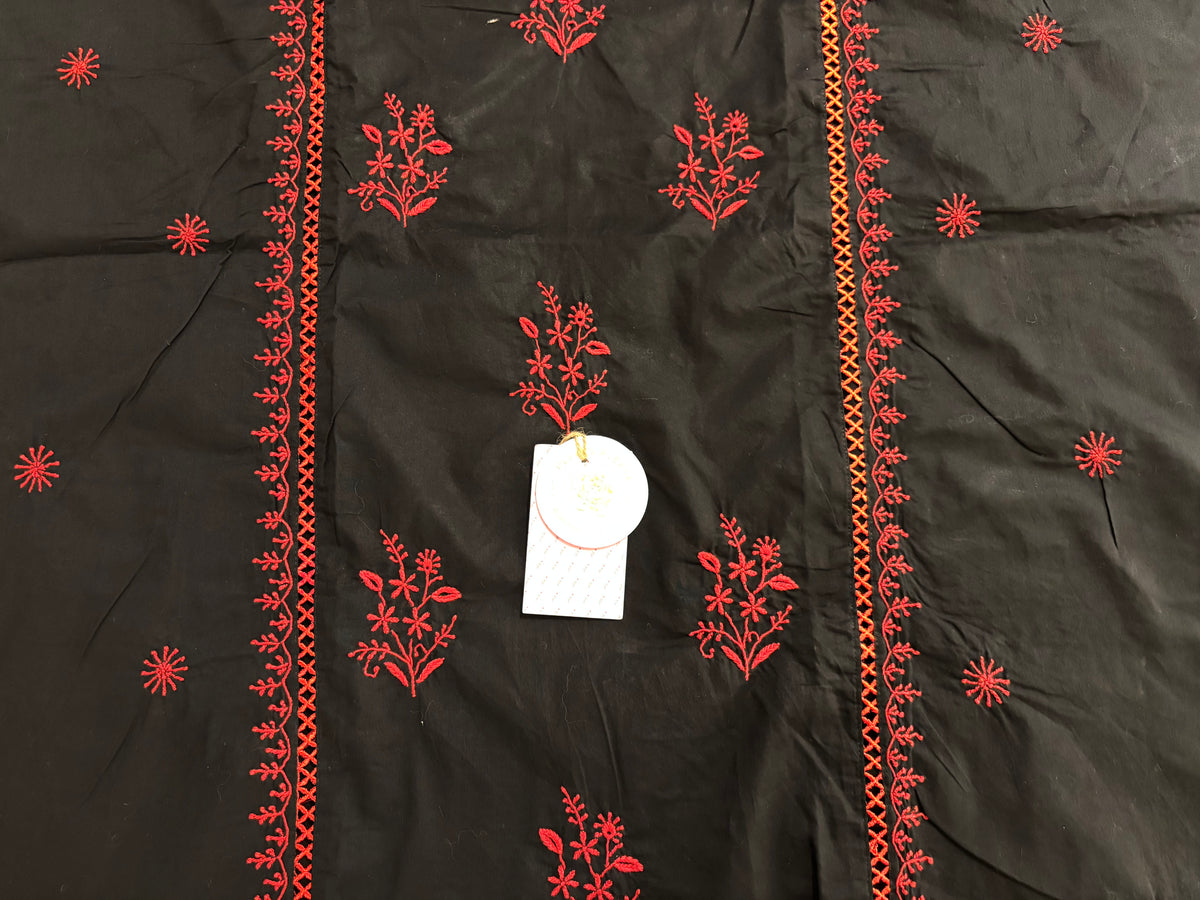 Black Cotton Chikankari Women Kurta