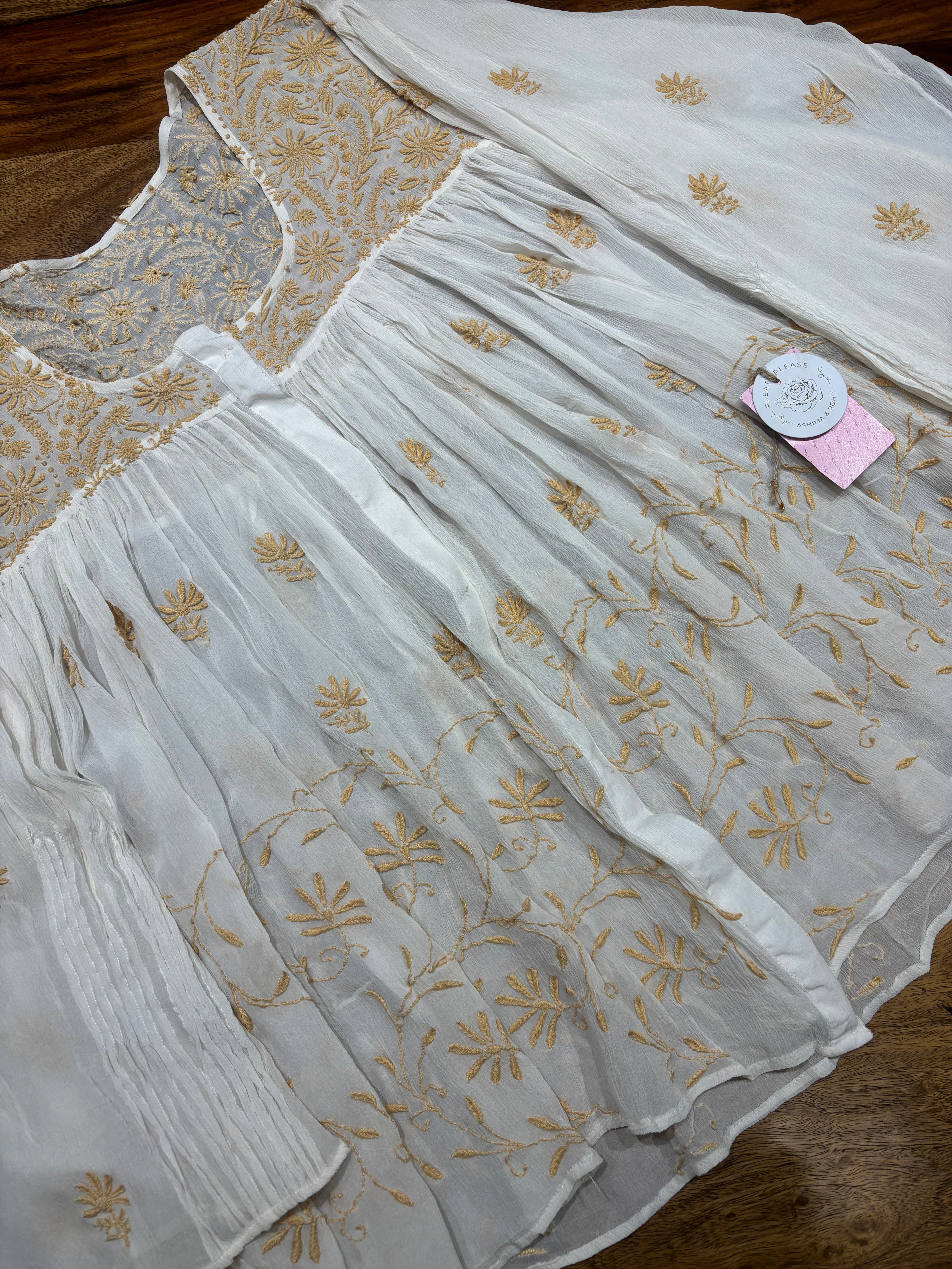 Dyeable Pure and Premium Chiffon Chikankari Top