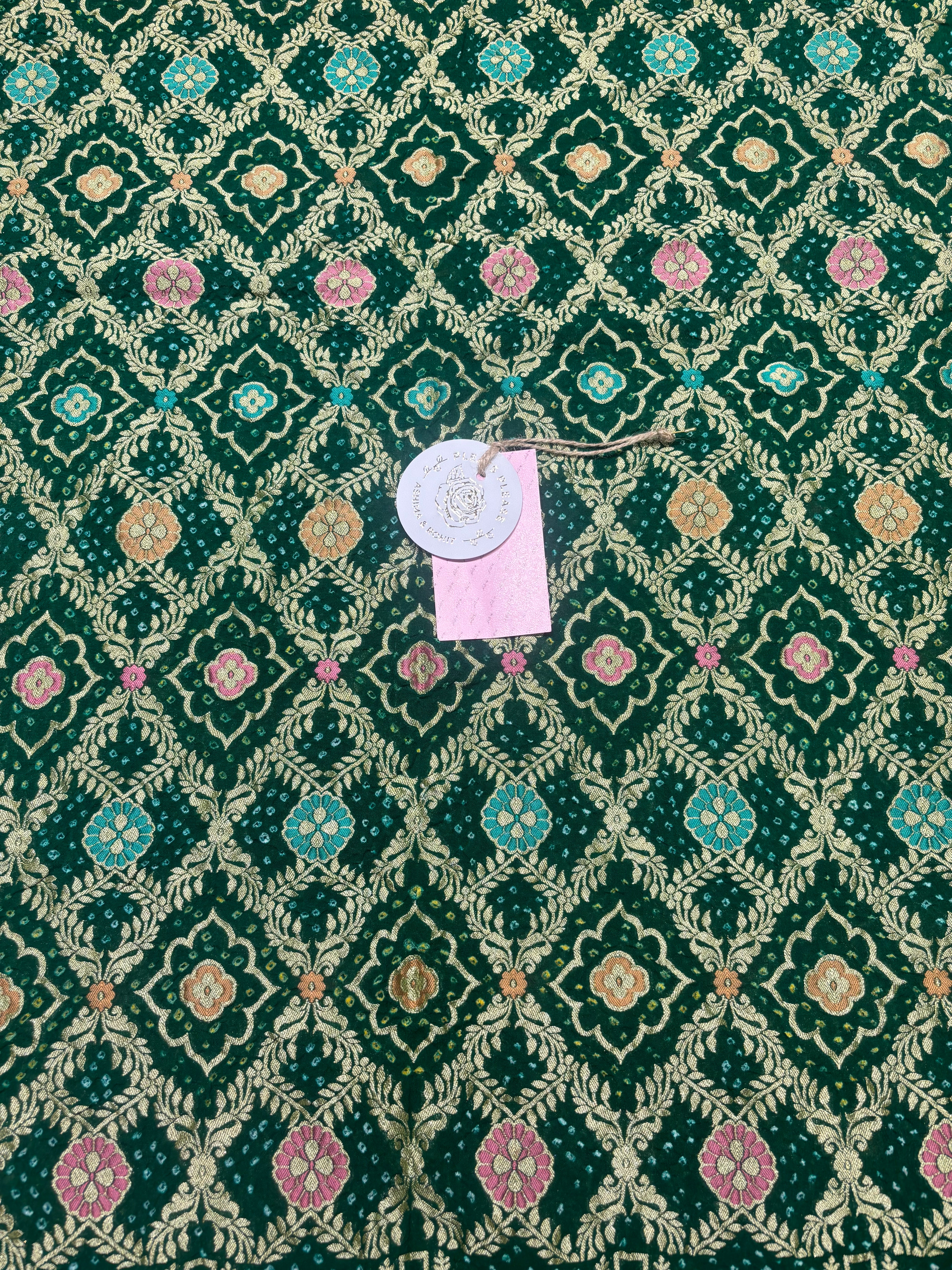 Green Pure & Premium Khaddi Georgette Bandhani Dupatta