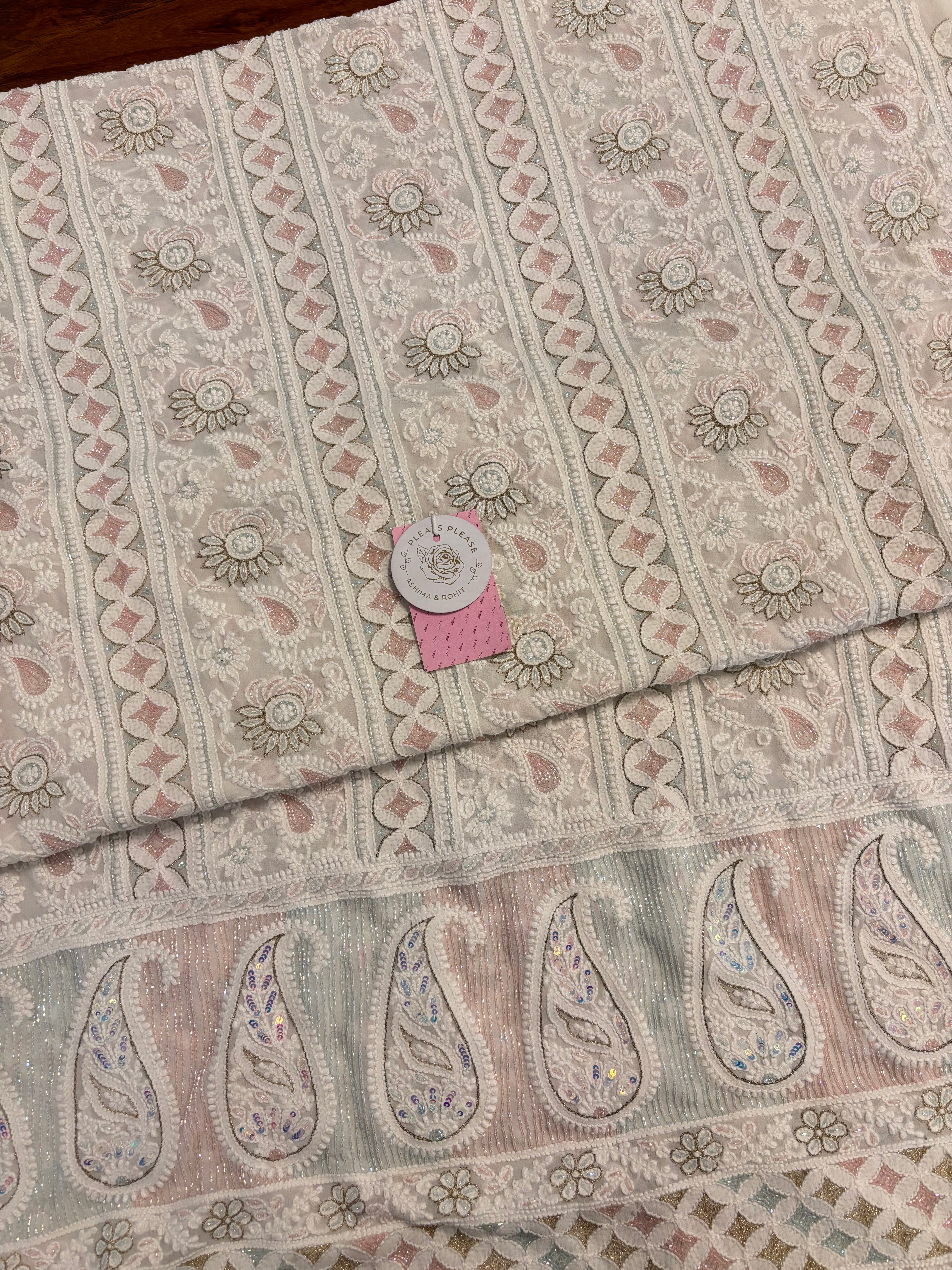 Dyeable Pure & Premium Georgette Chikankari Kurta & Dupatta