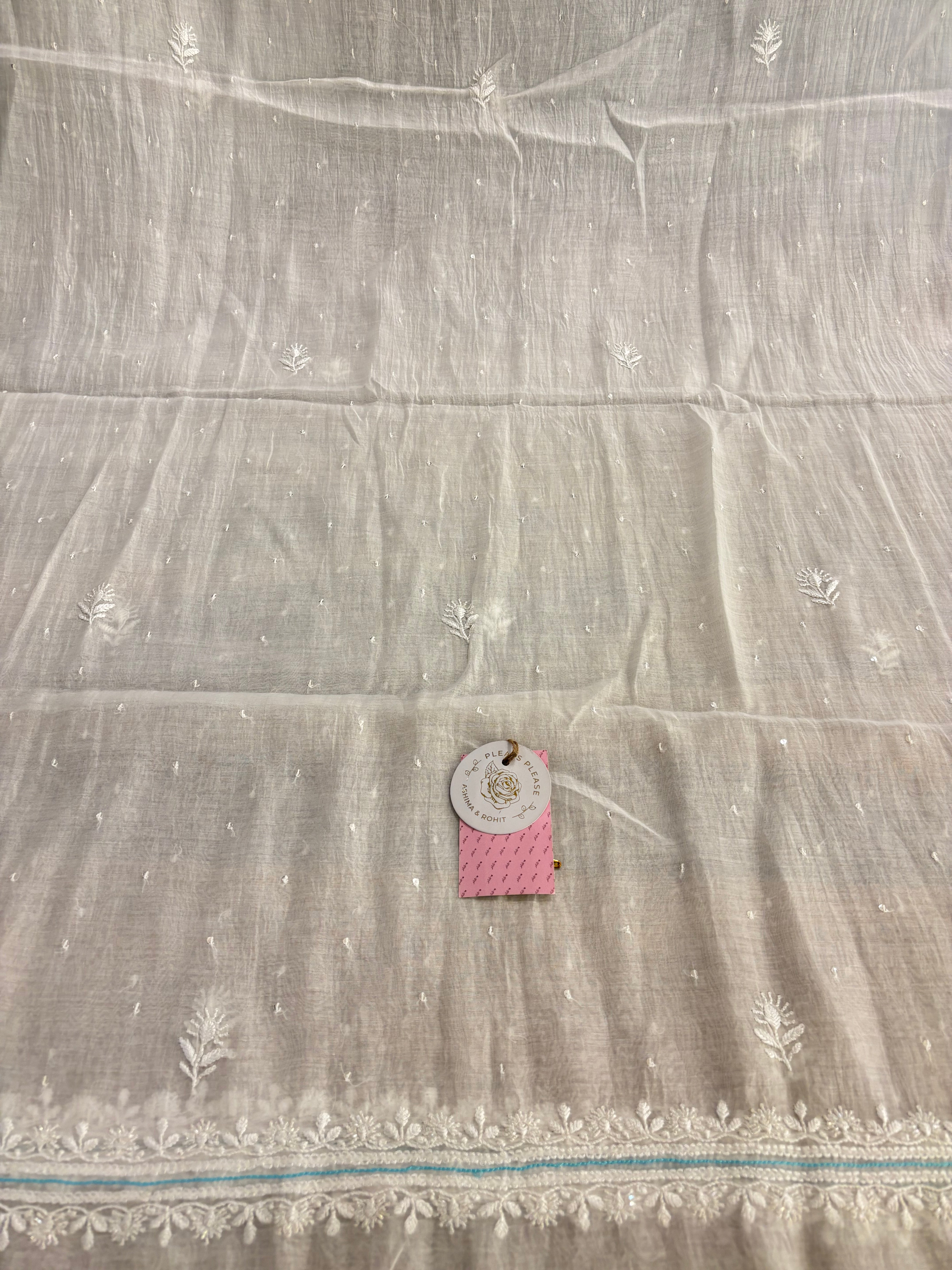 Dyeable Chanderi Parsi Gara Chikankari Kurta & Dupatta