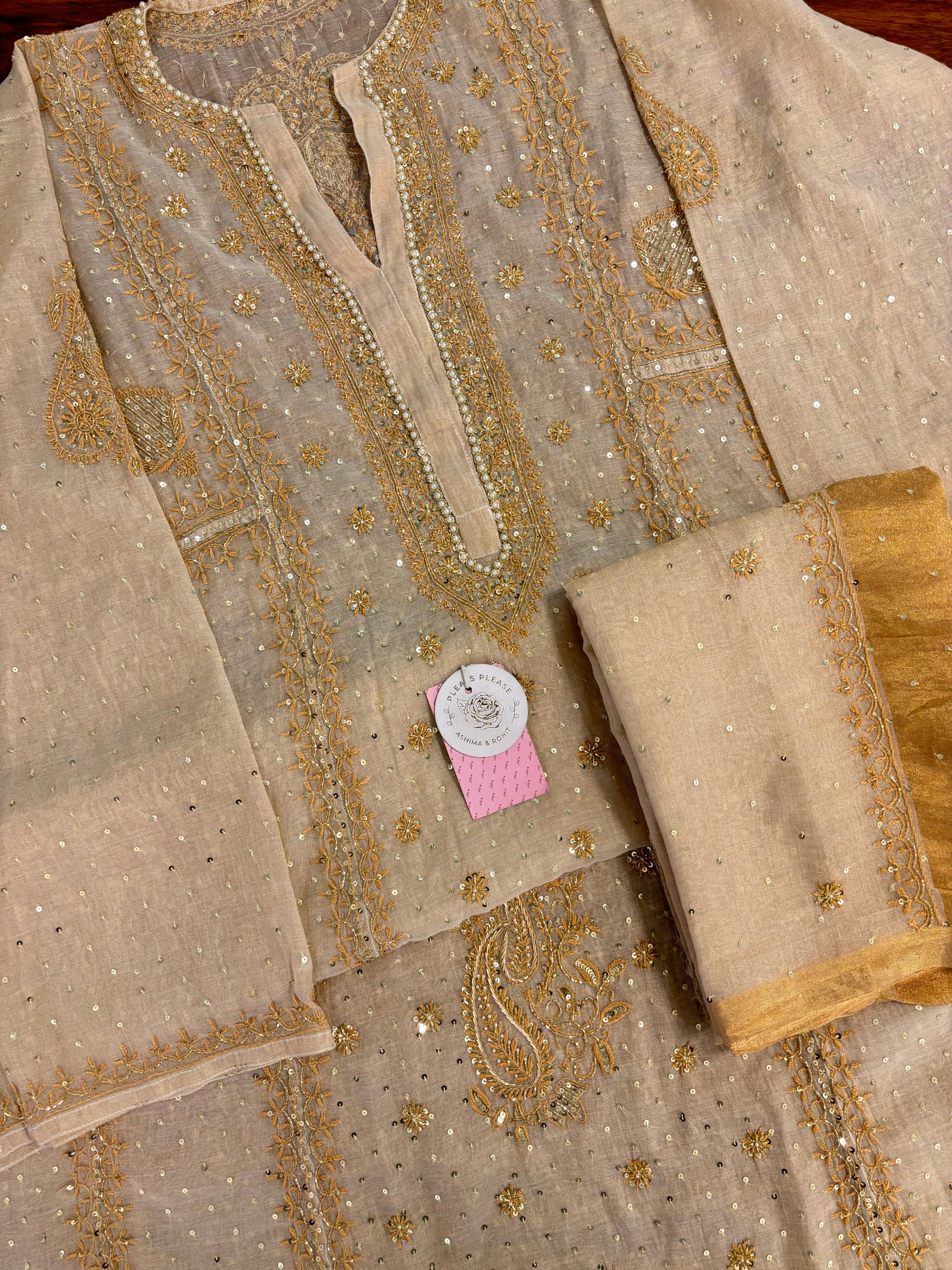 Dyeable Pure Tissue Chikankari Kurta & Dupatta