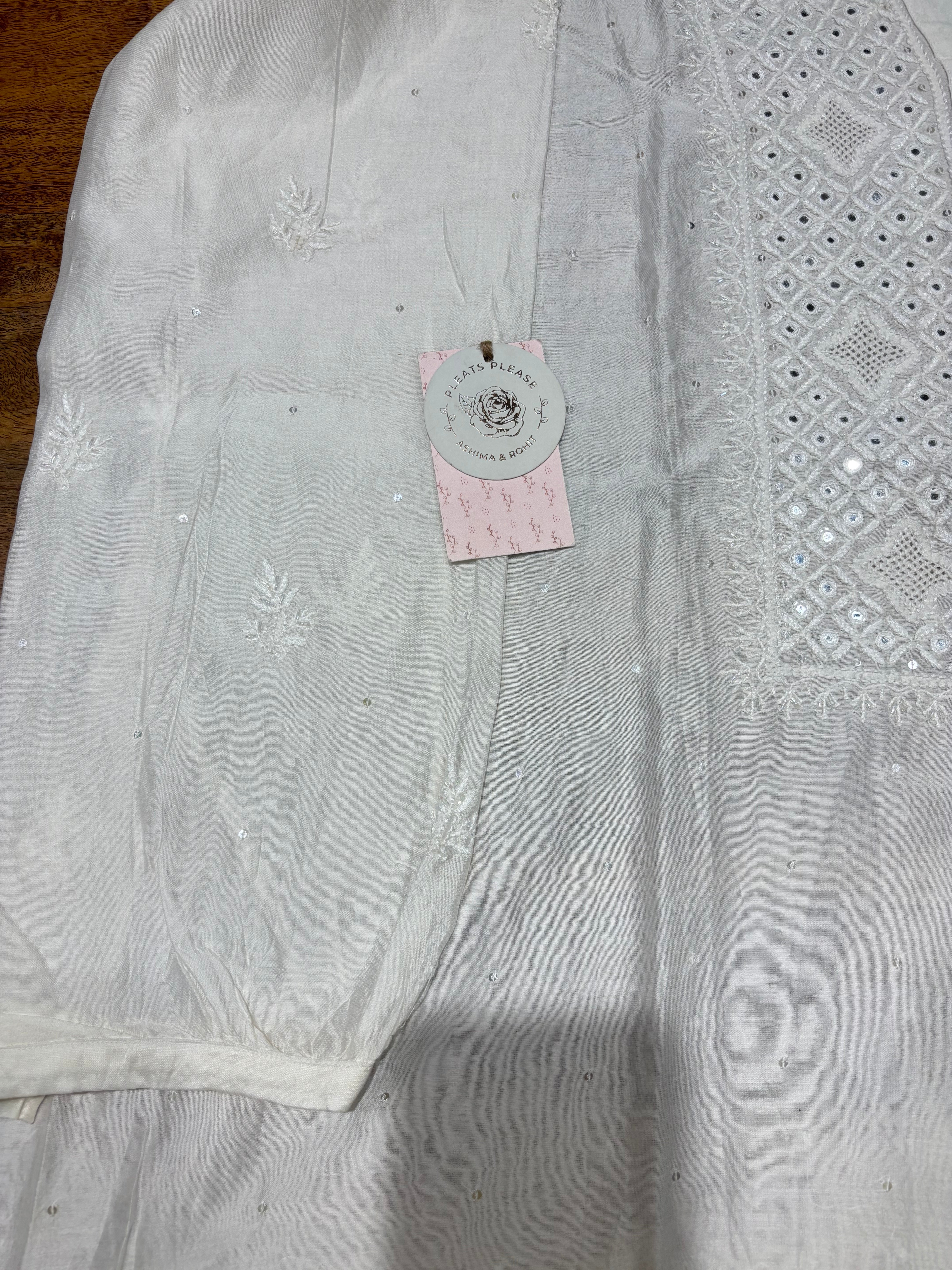 Dyeable Chanderi Silk Chikankari Co-ord Set