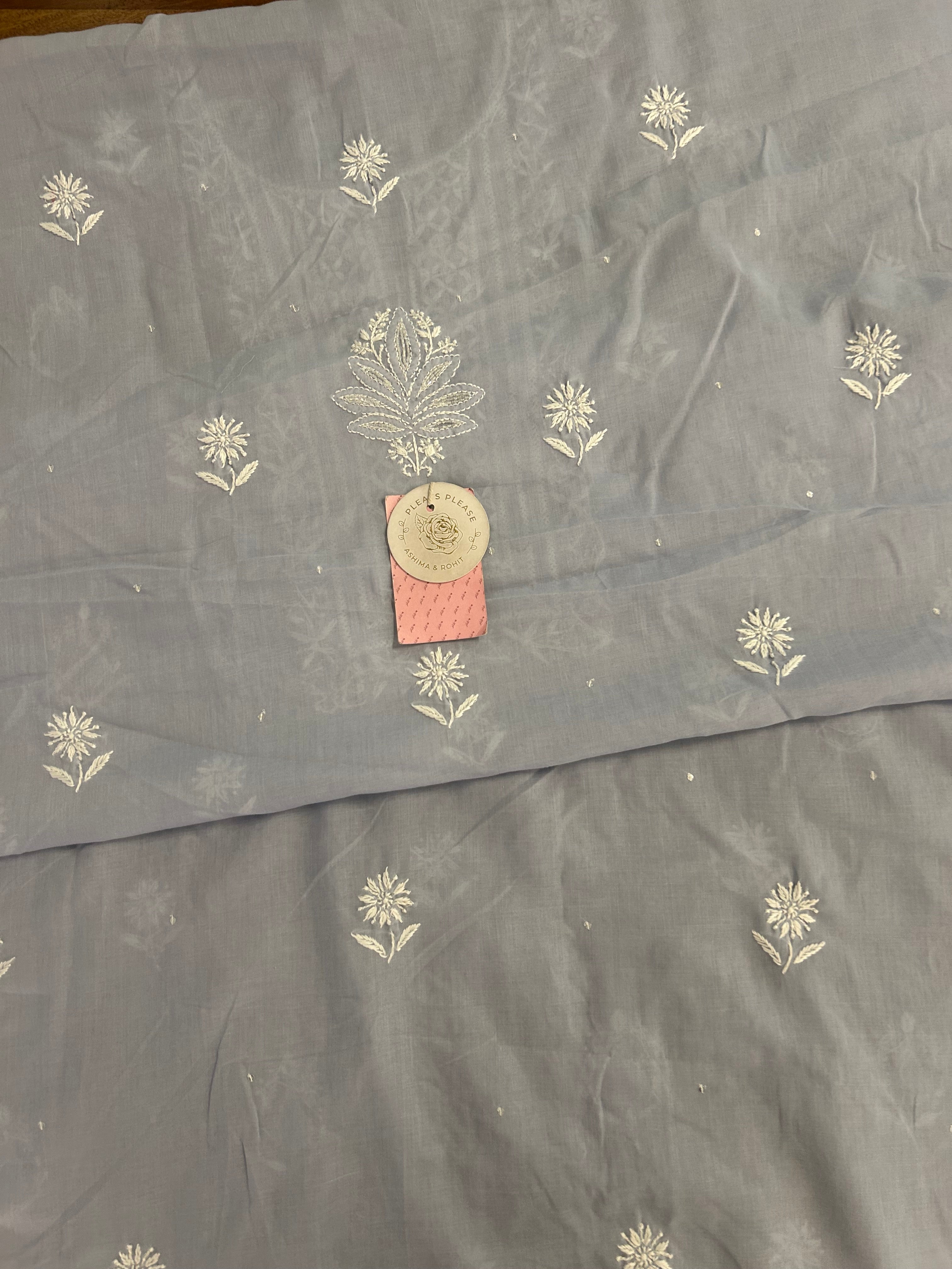 Misty Grey Mulmul Chikankari Kurta