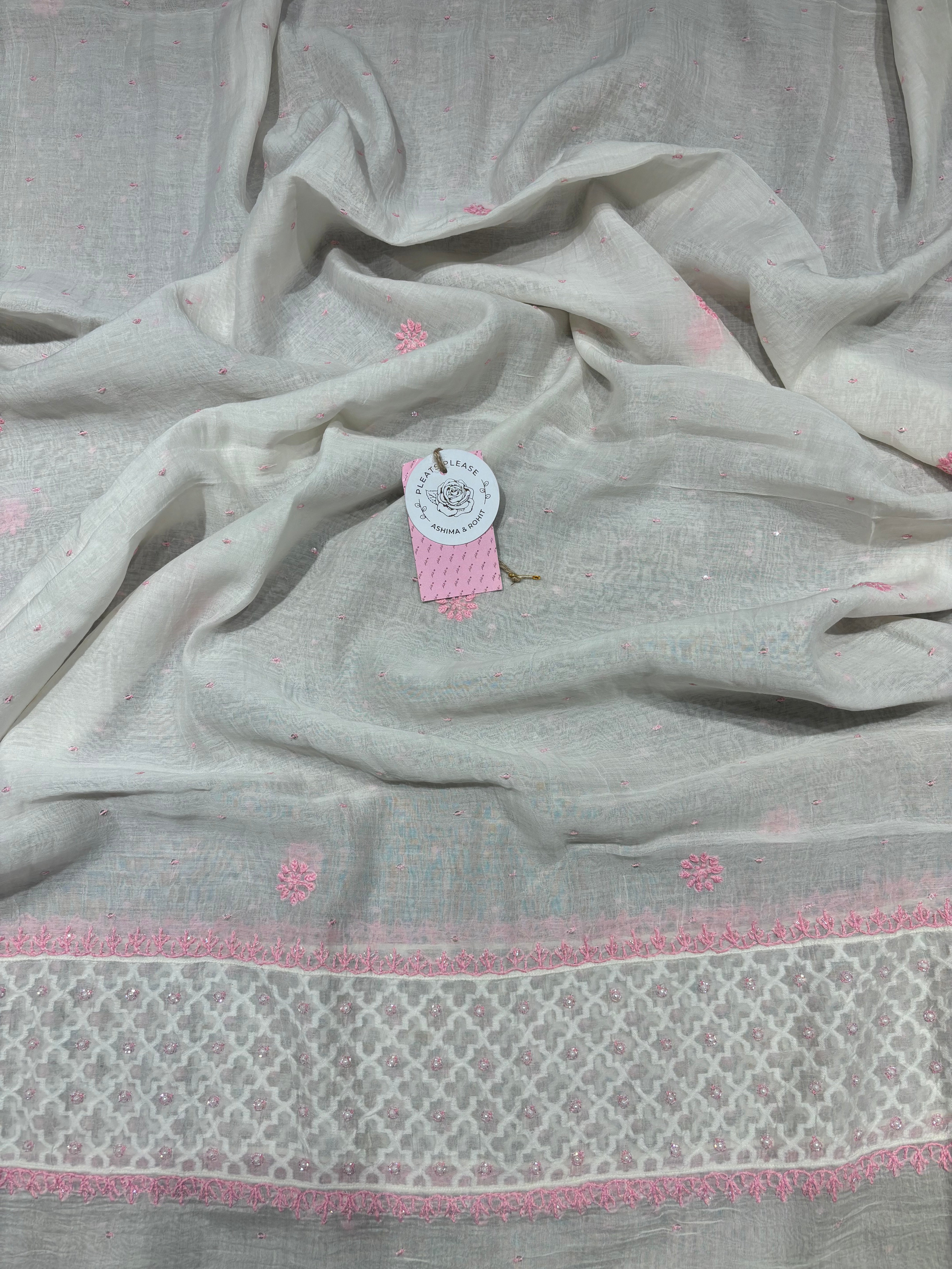 Dyeable Chanderi Mul Chikankari Anarkali & Dupatta Set