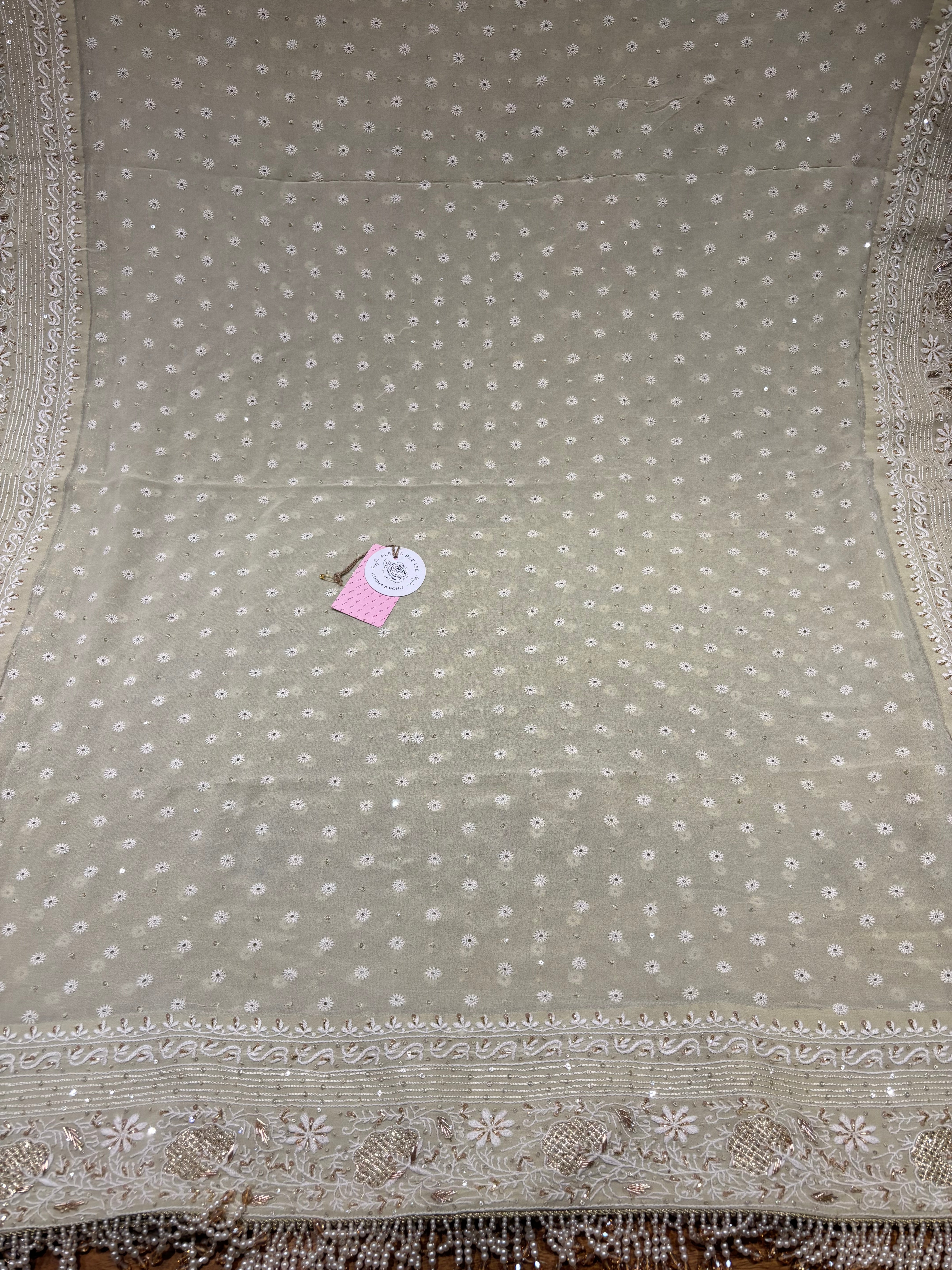 Pistachio Green Pure and  Premium Georgette Chikankari Anarkali and Dupatta set