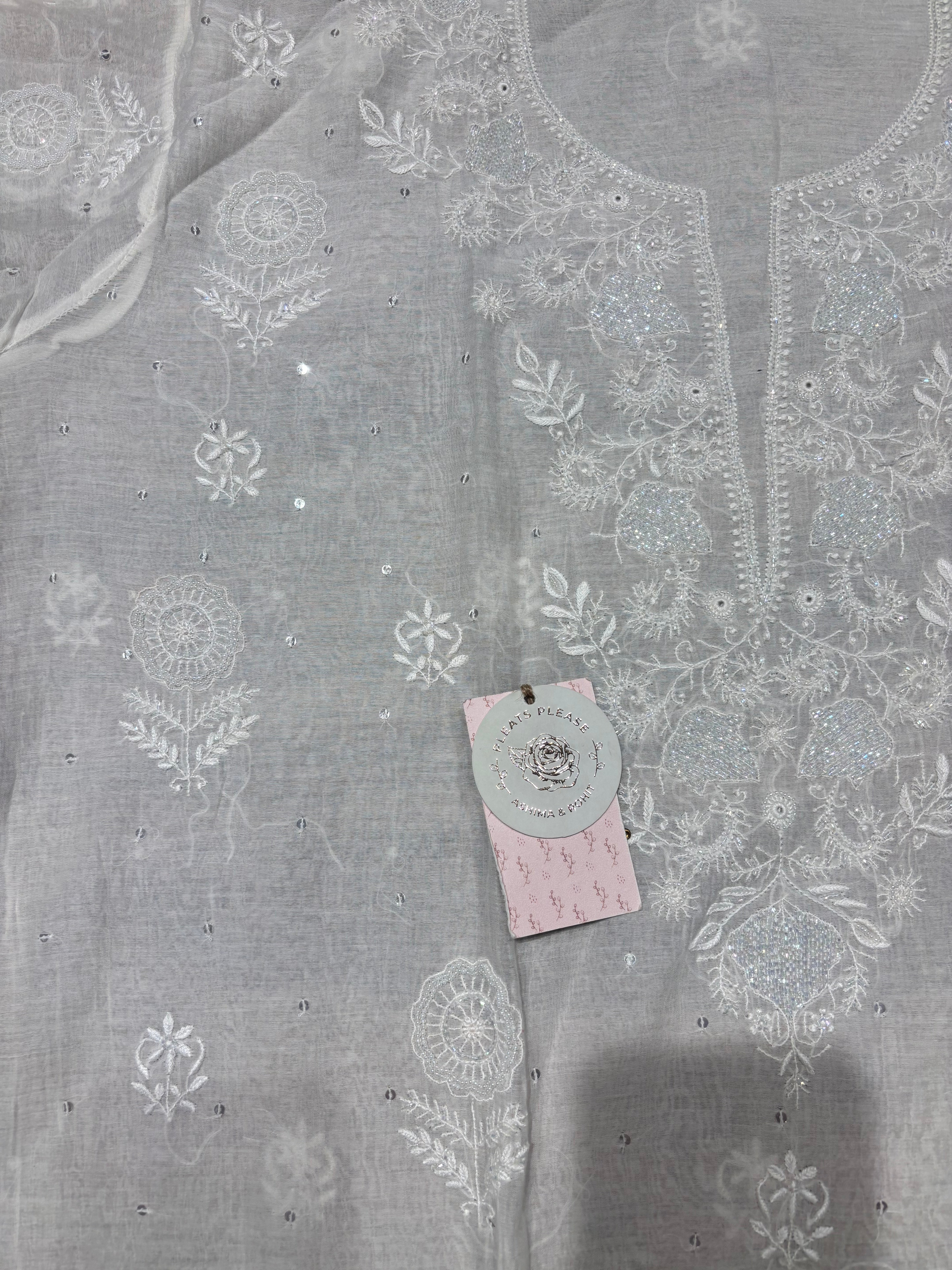 Dyeable Chanderi Mul Chikankari Kurta & Dupatta Set