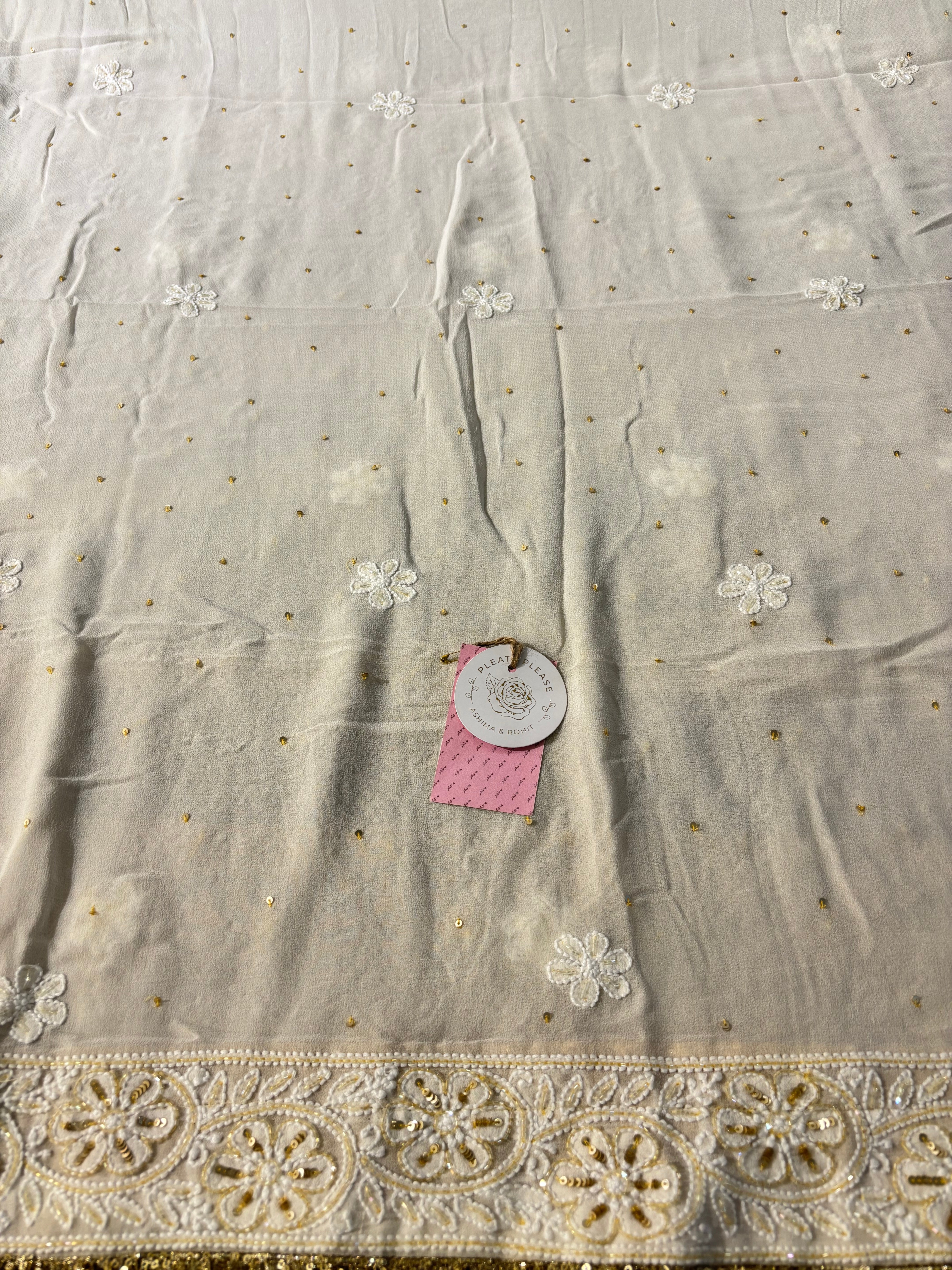 Off White Georgette Chikankari Anarkali & Dupatta