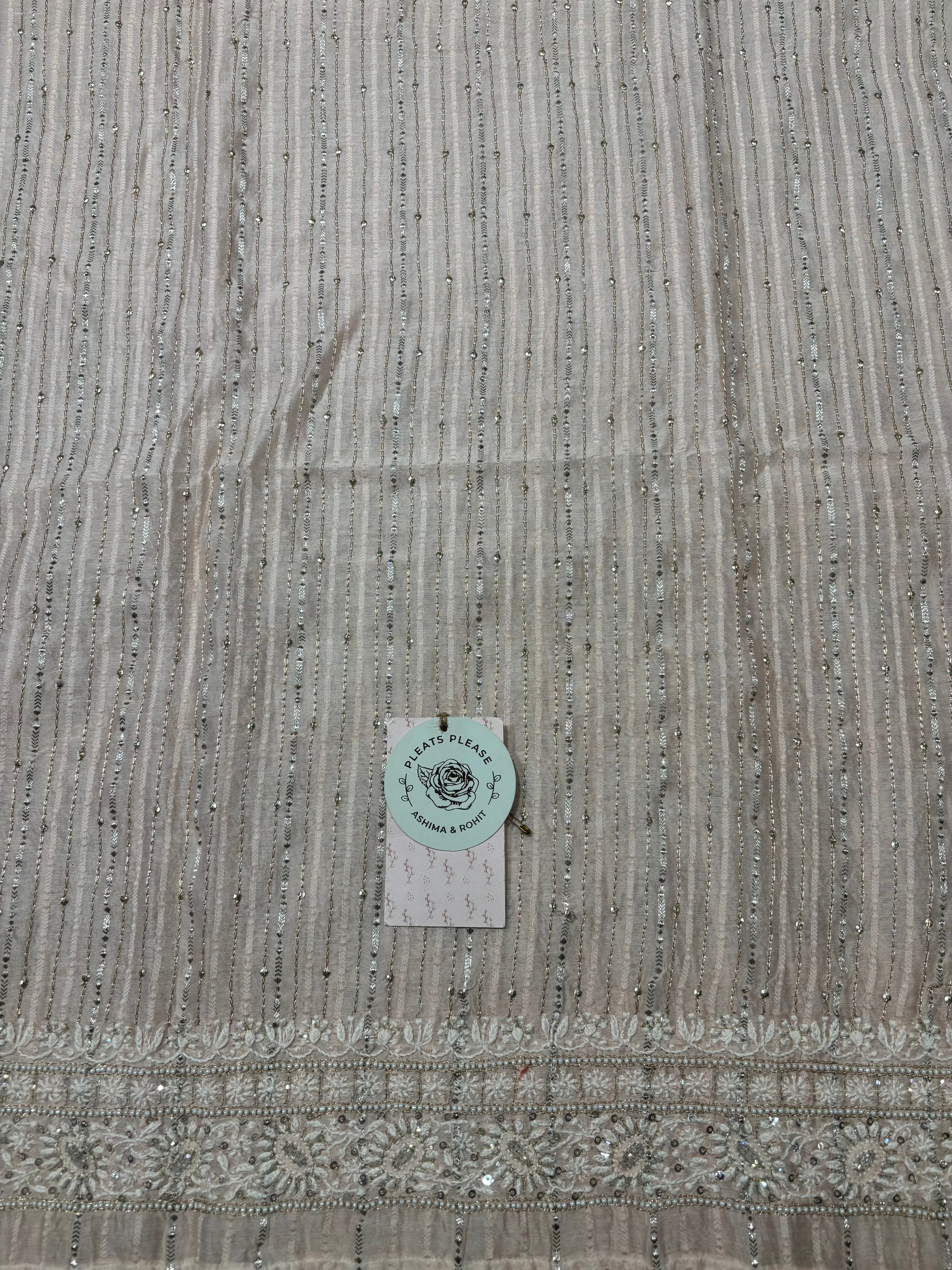 Powder Pink Chanderi Silk Chikankari Men’s Kurta Fabric