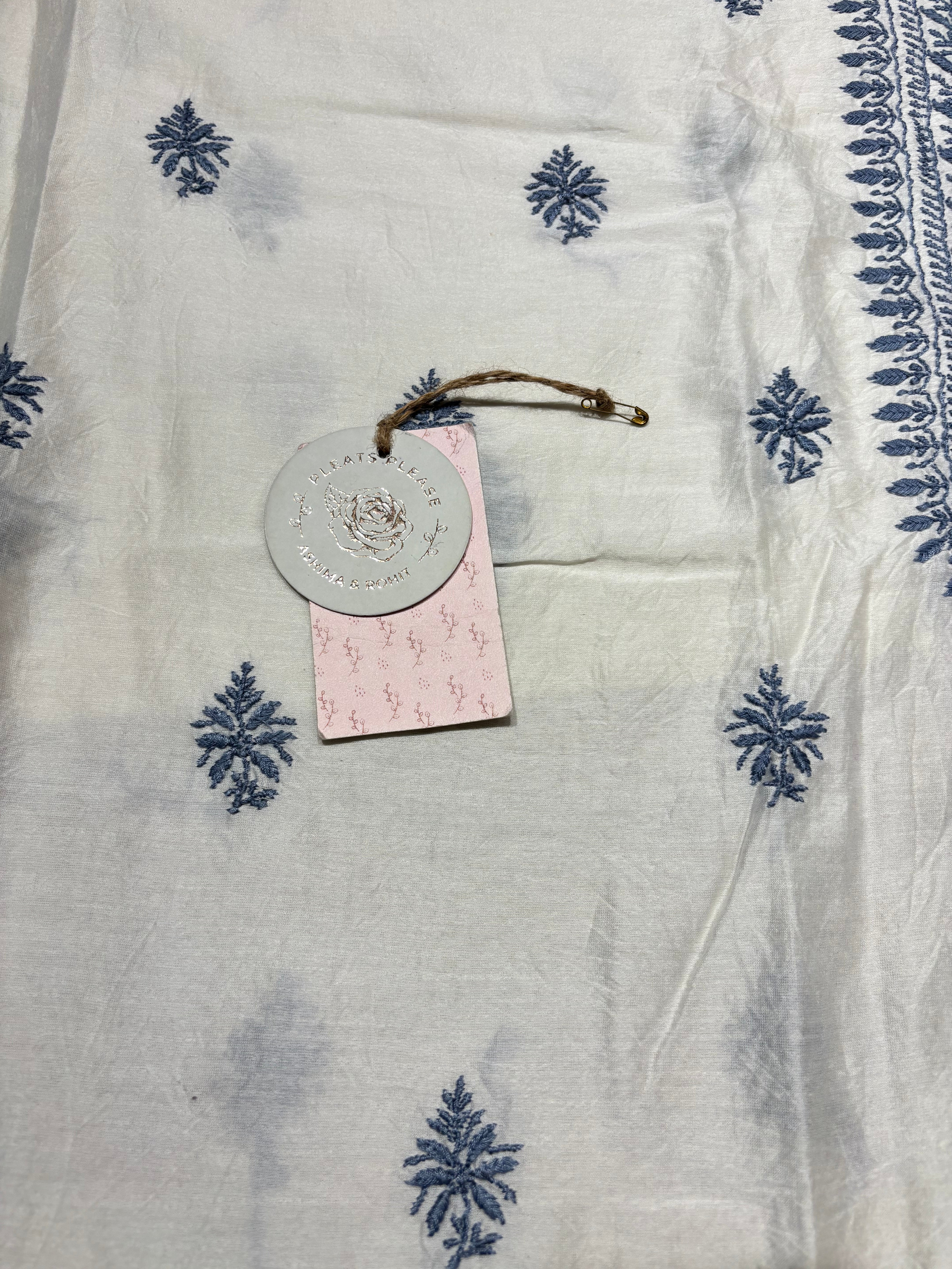 Dyeable Chanderi Silk Chikankari Men’s Kurta Fabric
