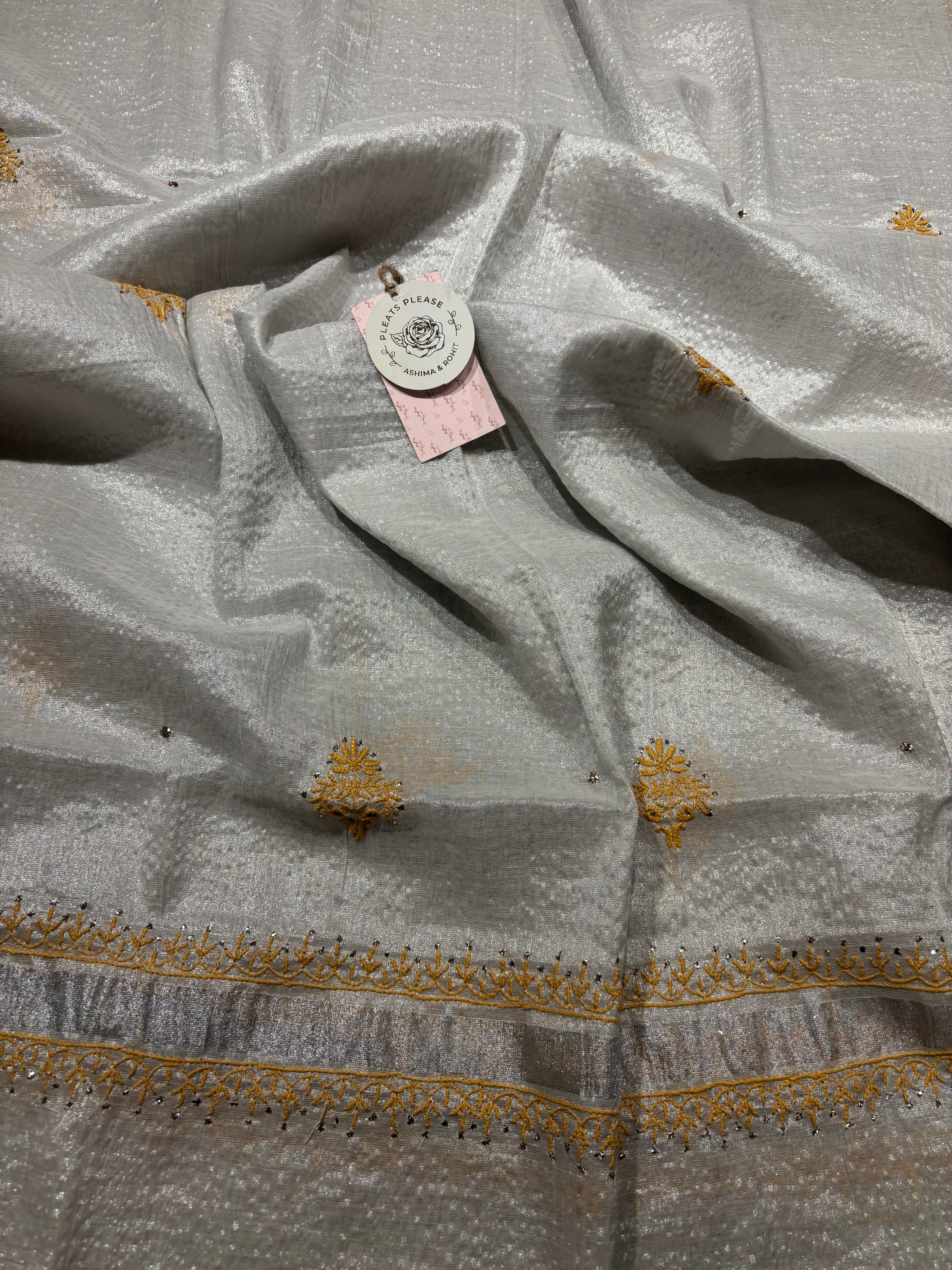 Silver Tissue Chikankari Kurta and dupatta set