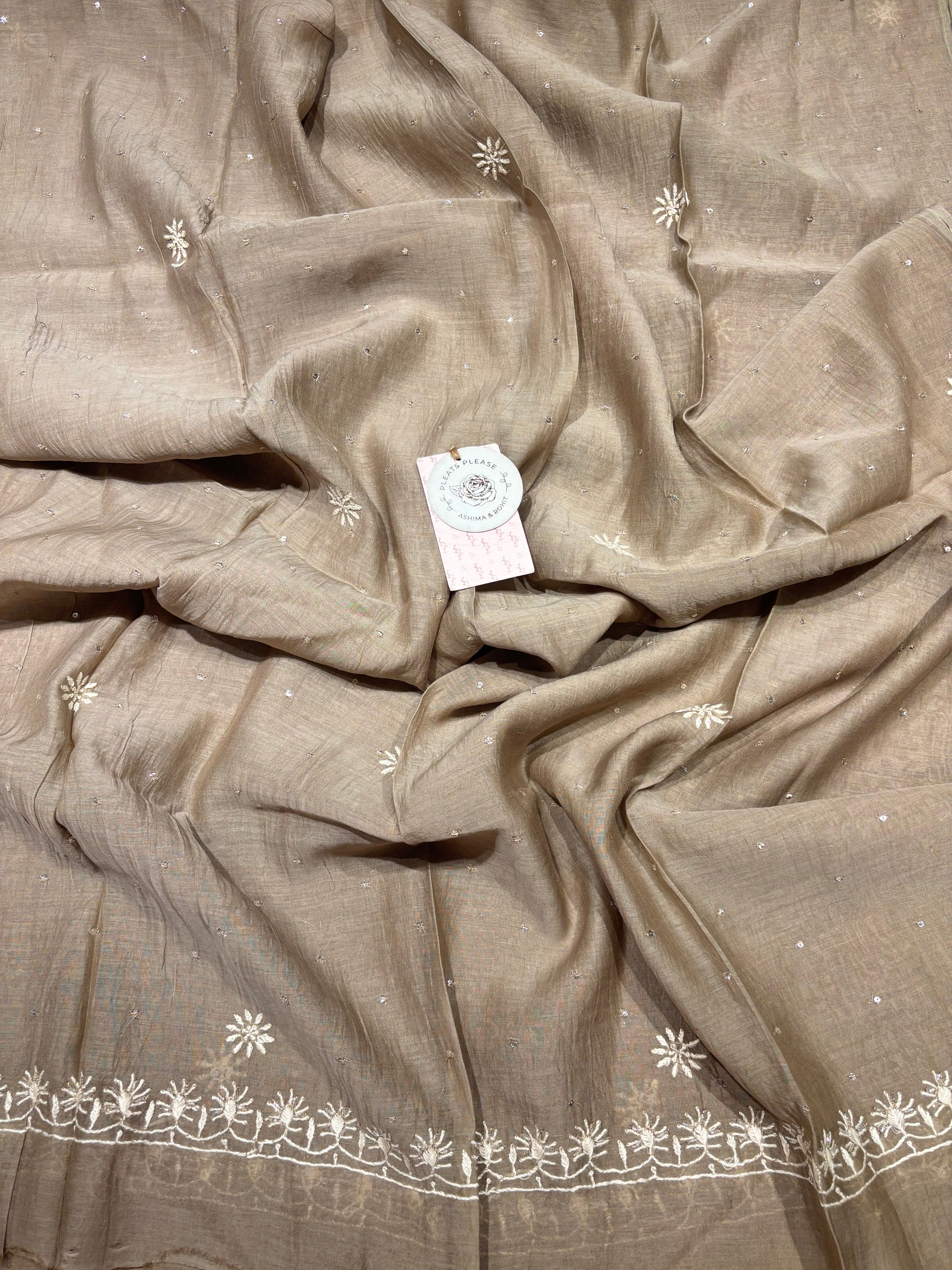 Mocha Mousse Chanderi Mul Chikankari Kurta & Dupatta Set