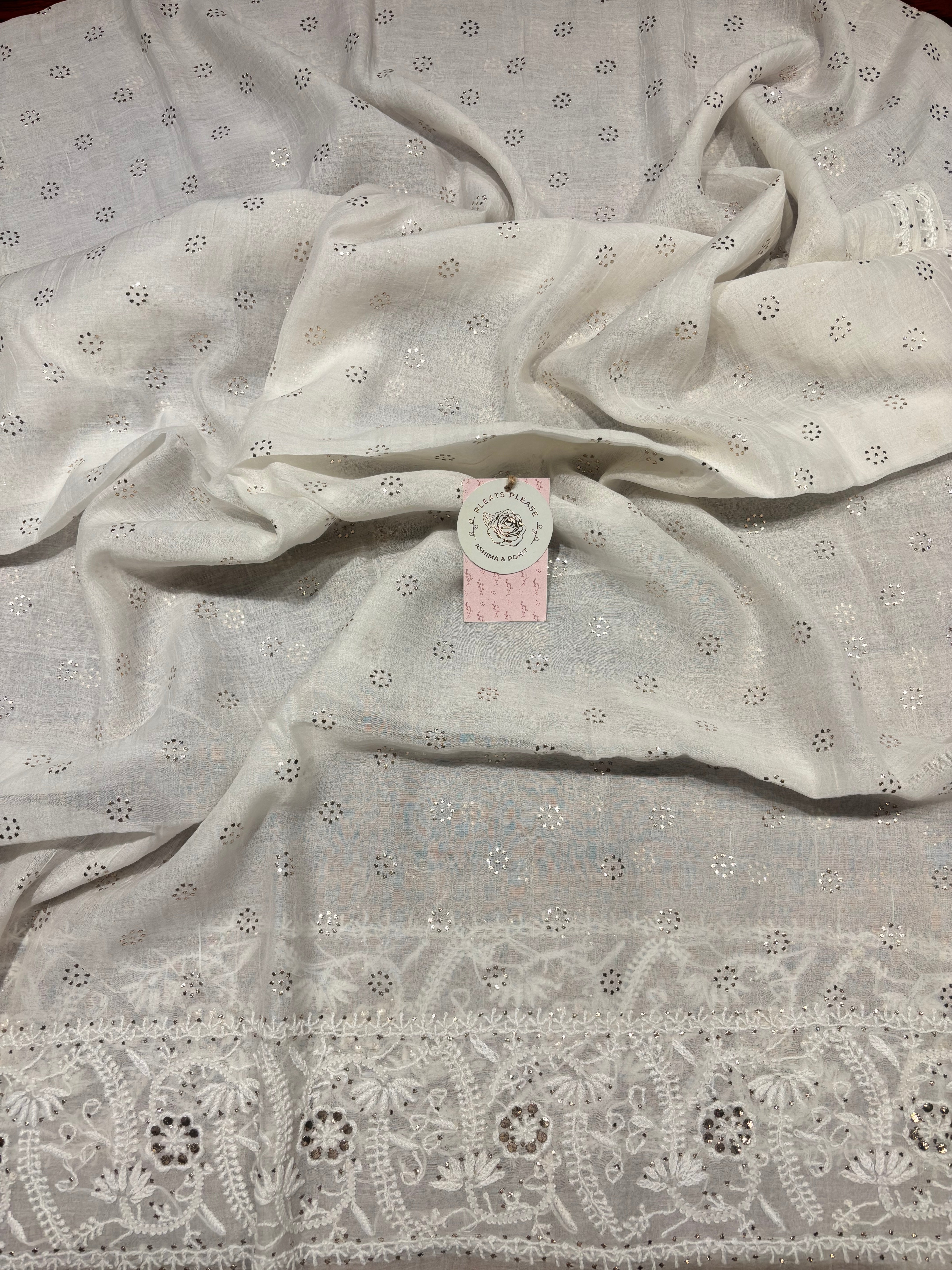 Dyeable Chanderi Mul Chikankari & Mukaish Kurta & Dupatta Set