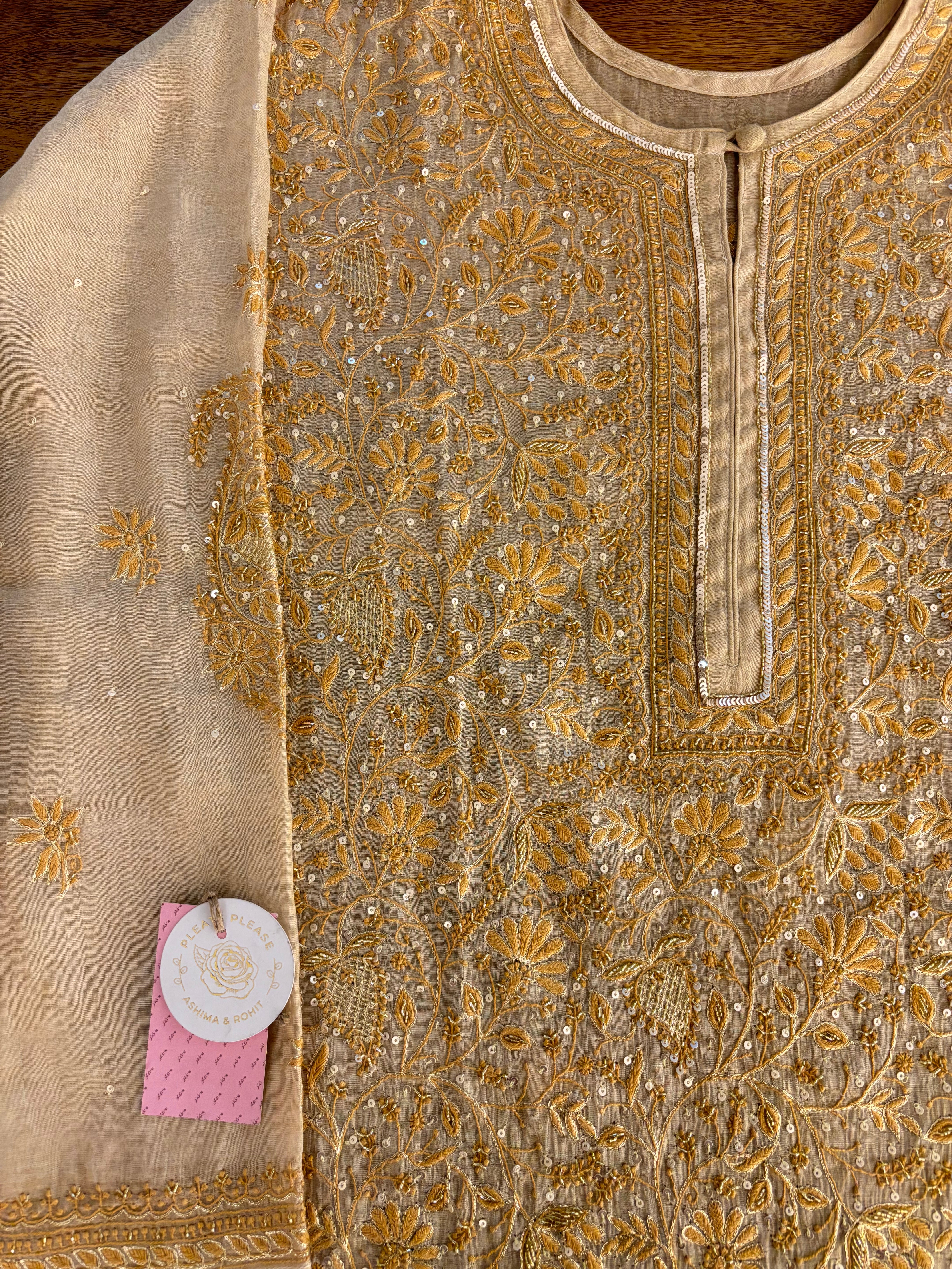 Dyeable Pure & Premium Tissue Heavy Jaal Chikankari Kurta & Dupatta