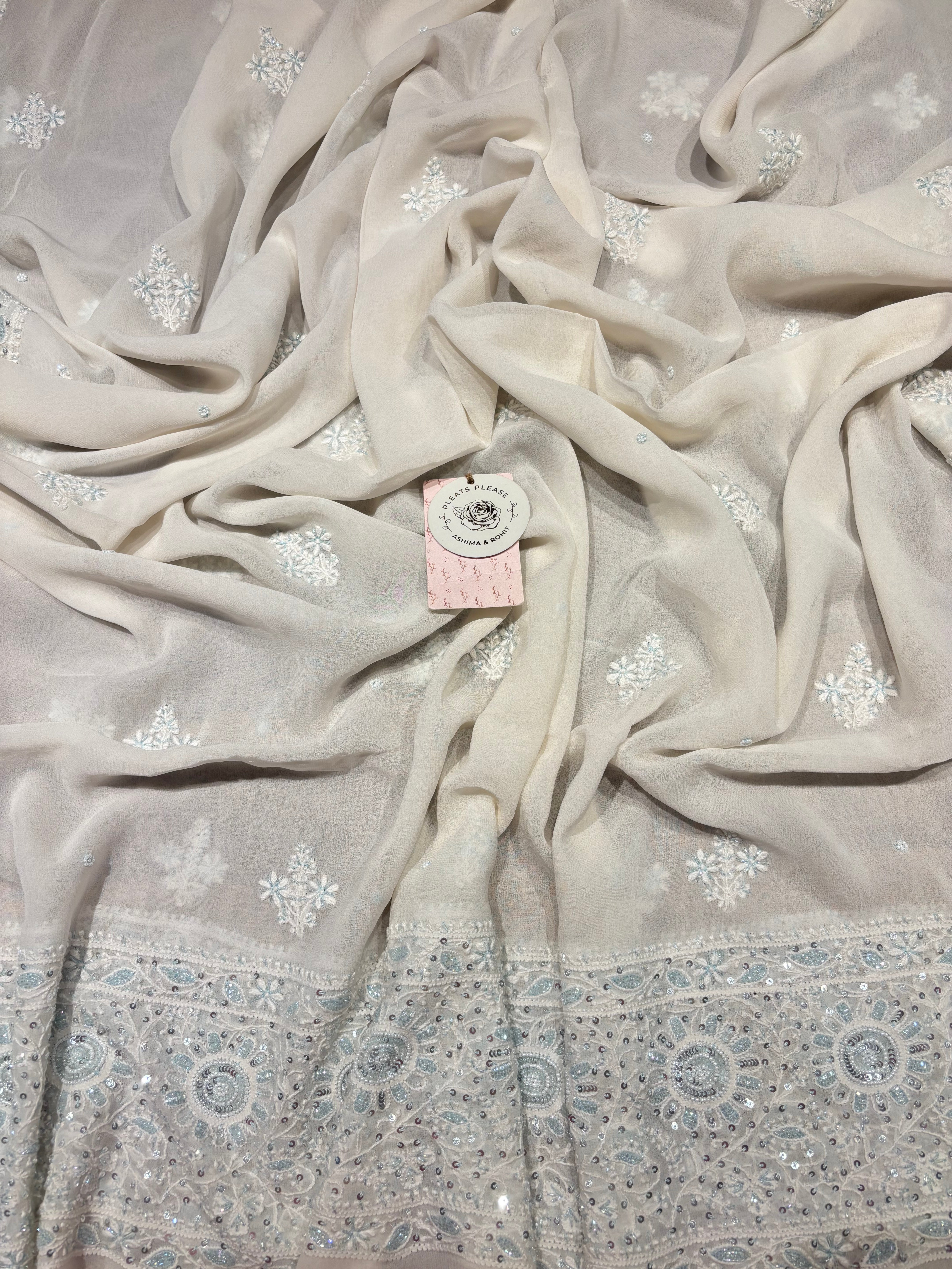 Dyeable Pure & Premium Georgette Chikankari  Anarkali & Dupatta Set