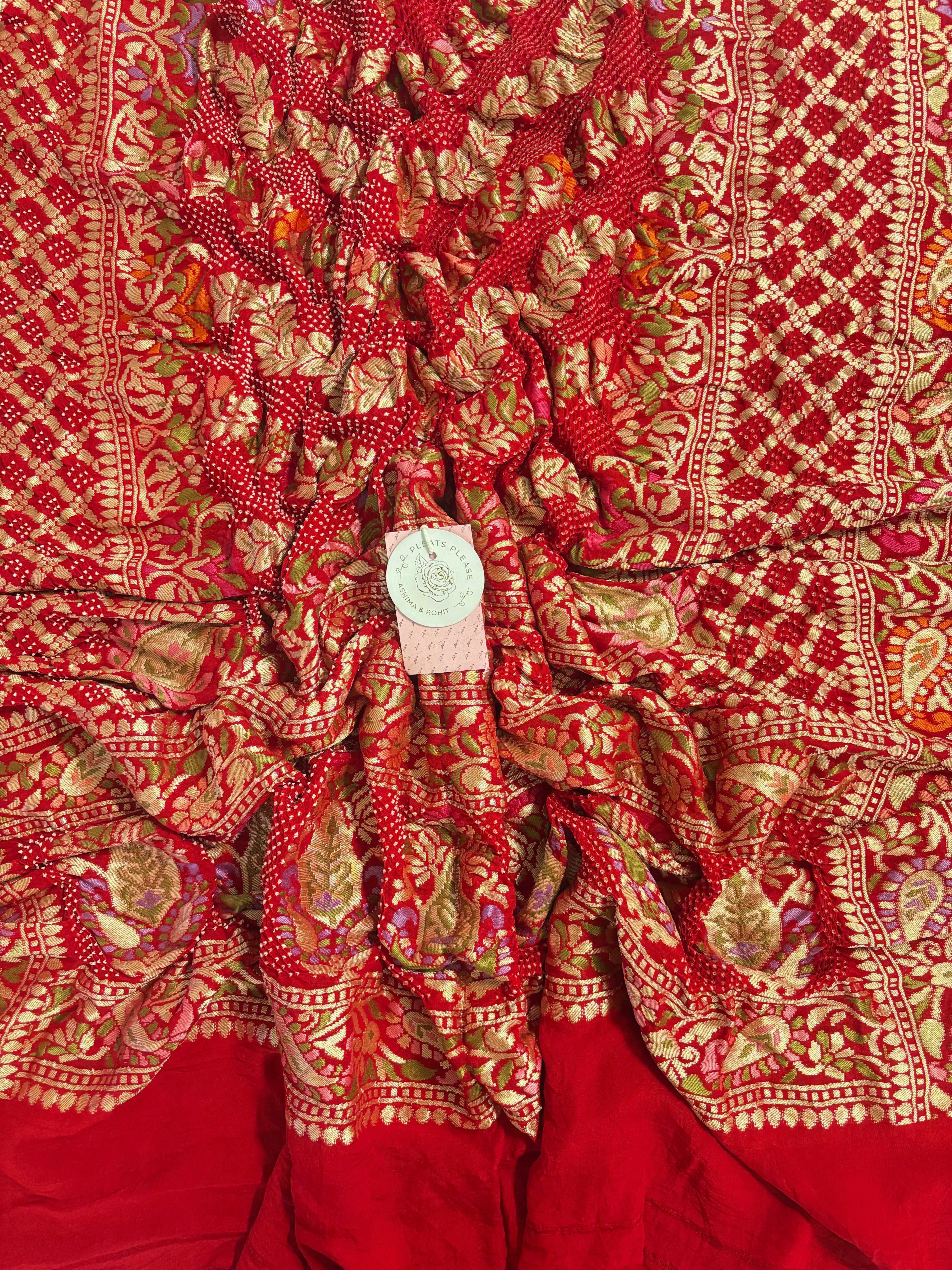 Red Pure Khaddi Georgette Meenakari Dupatta