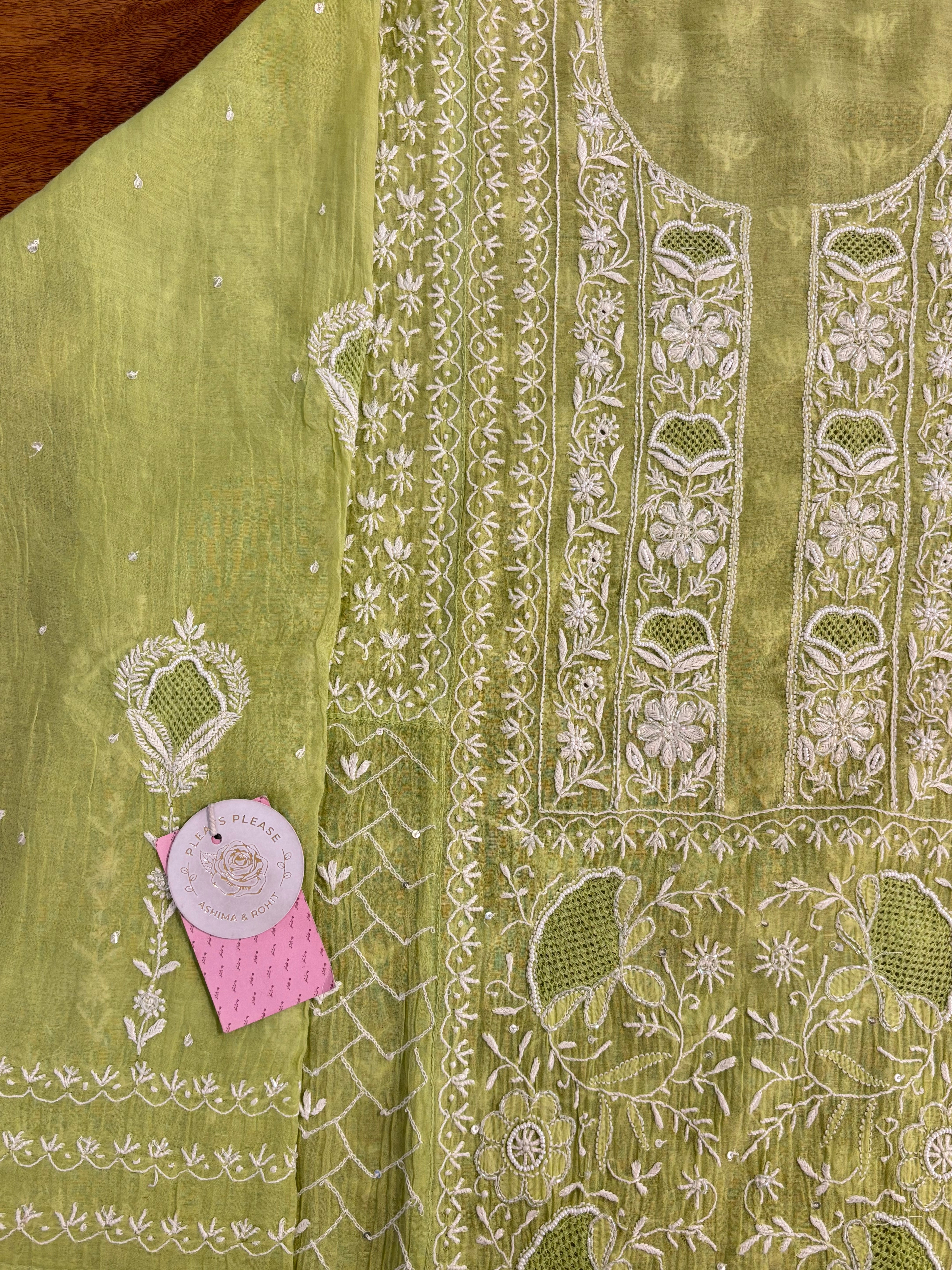 Chanderi Mul Chikankari A-line Kurta & Dupatta