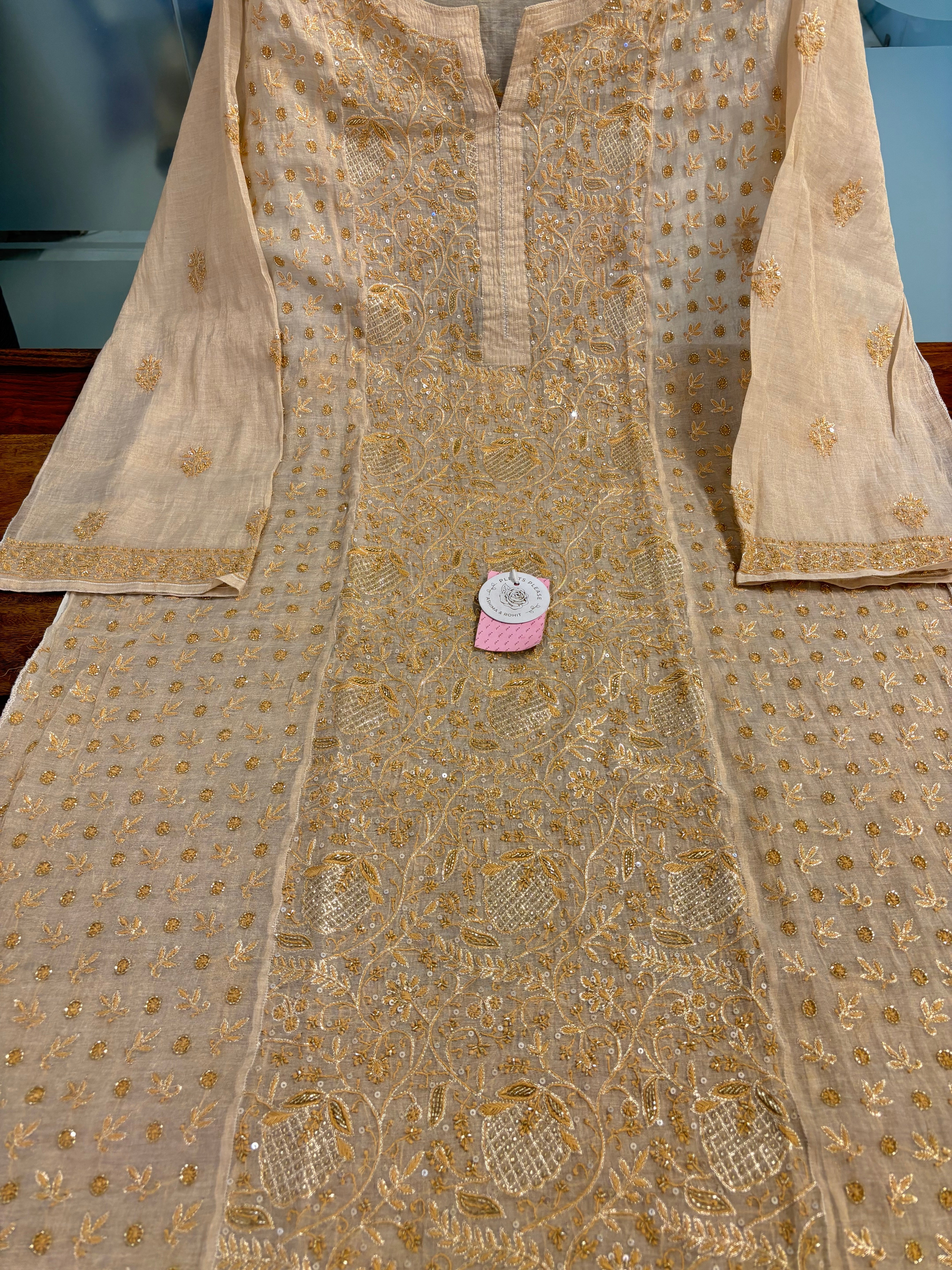 Dyeable Pure Tissue Chikankari Kurta & Dupatta