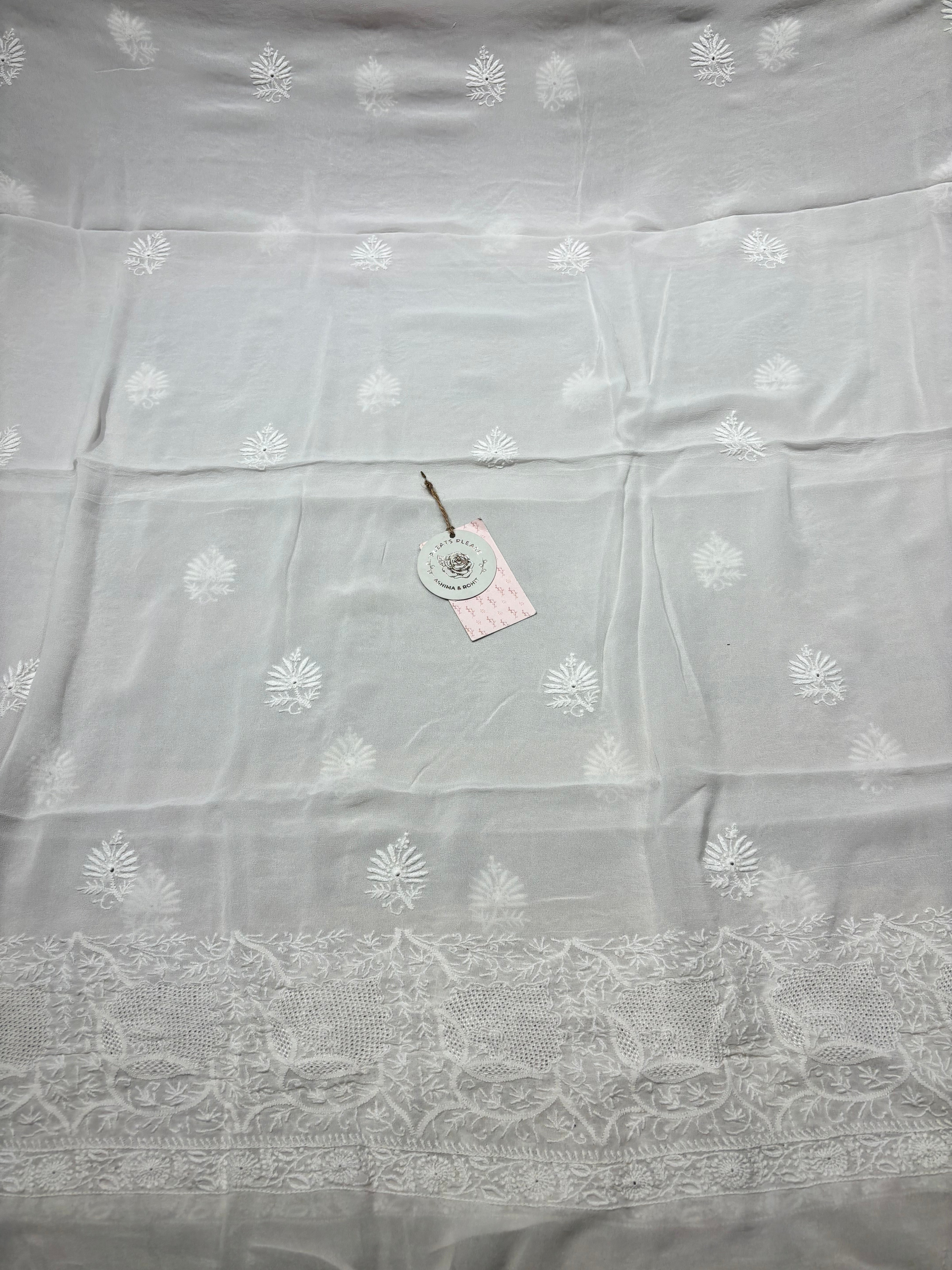 Dyeable Pure & Premium Georgette Chikankari Front & Back Kurta & Dupatta Fabric
