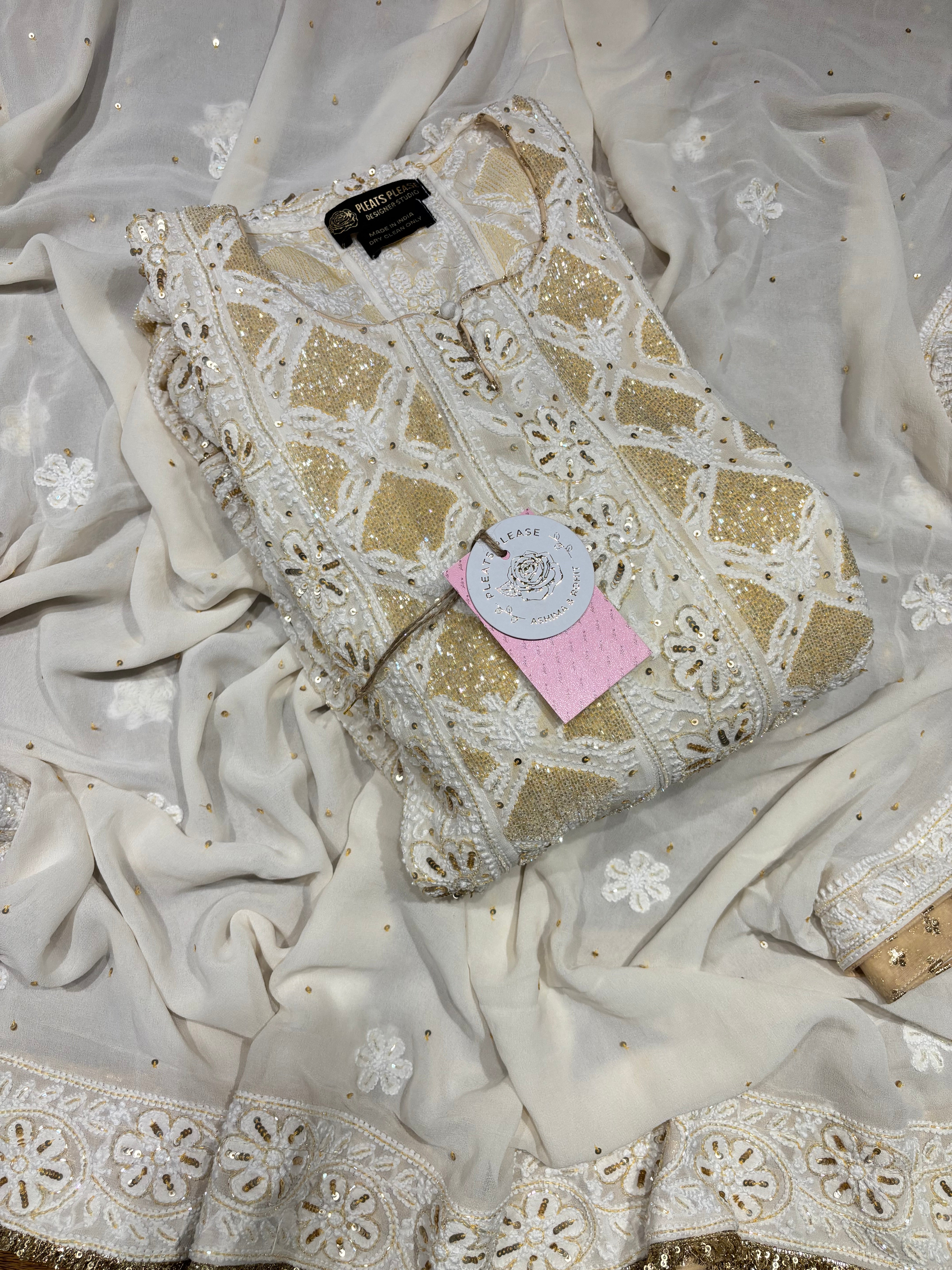 Dyeable Pure and Premium Georgette Chikankari Anarkali and Dupatta Set