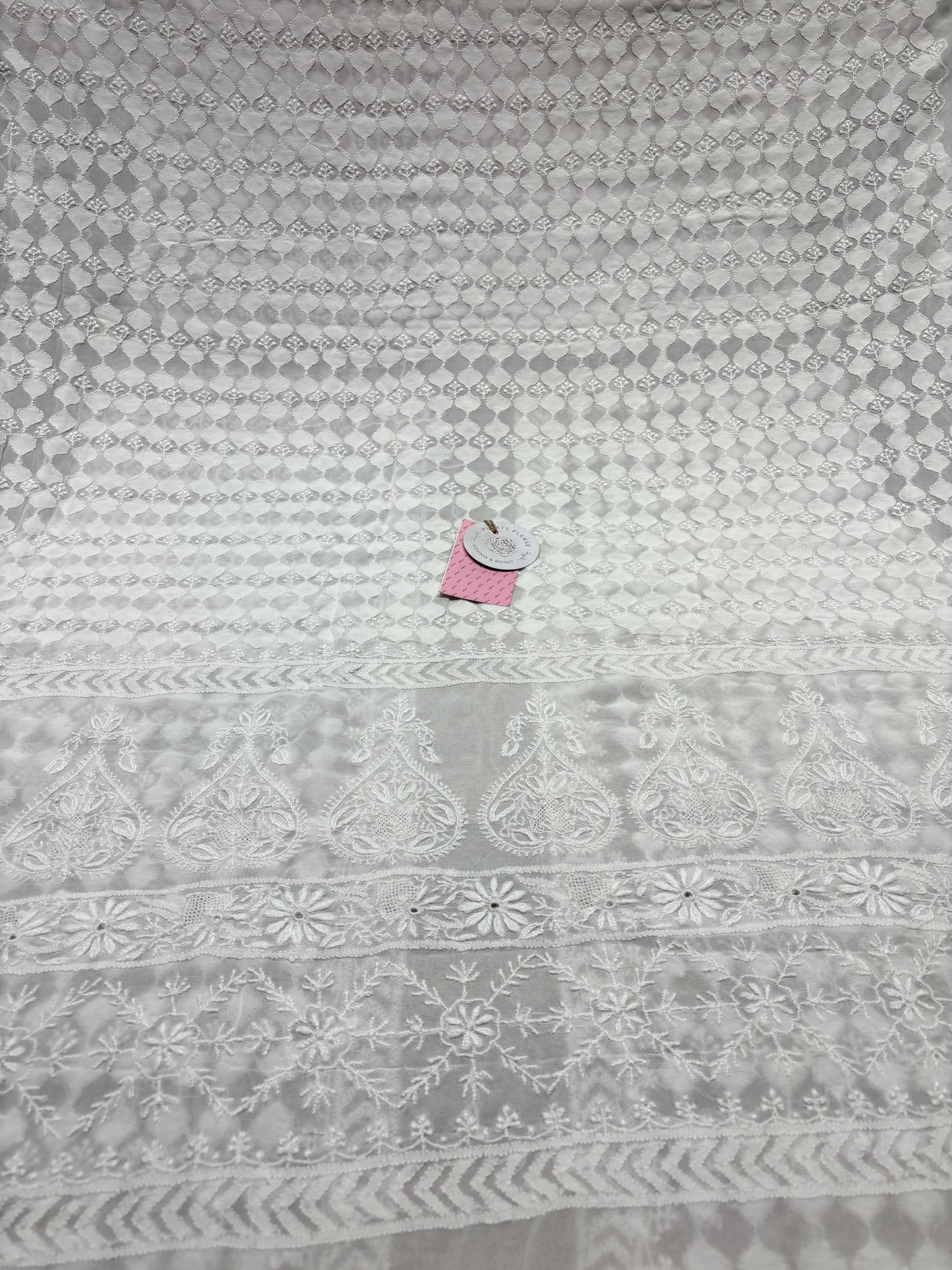 Dyeable Pure & Premium Georgette Chikankari Men’s Sherwani Fabric