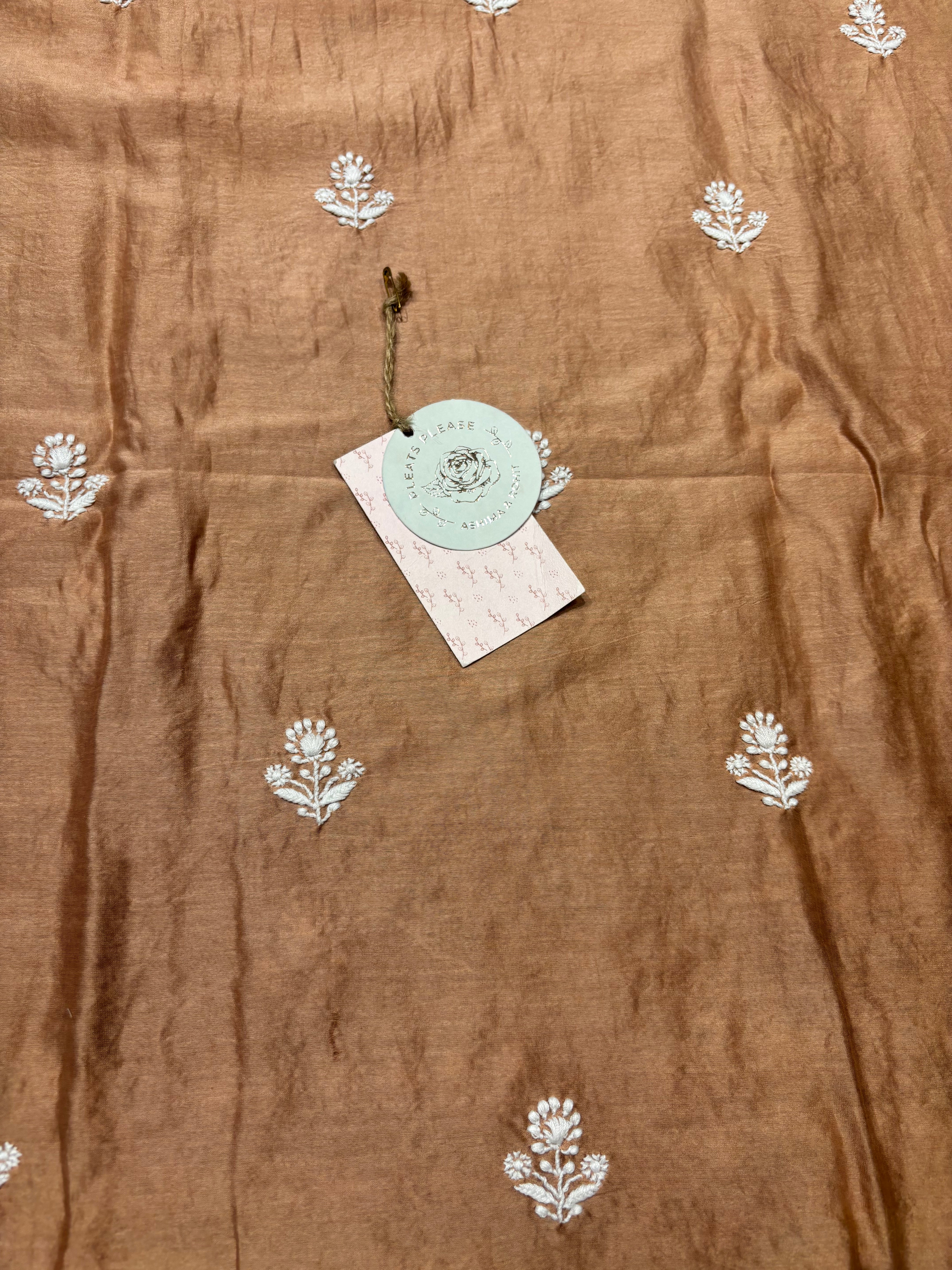 Brown Chanderi Silk Chikankari men’s Kurta