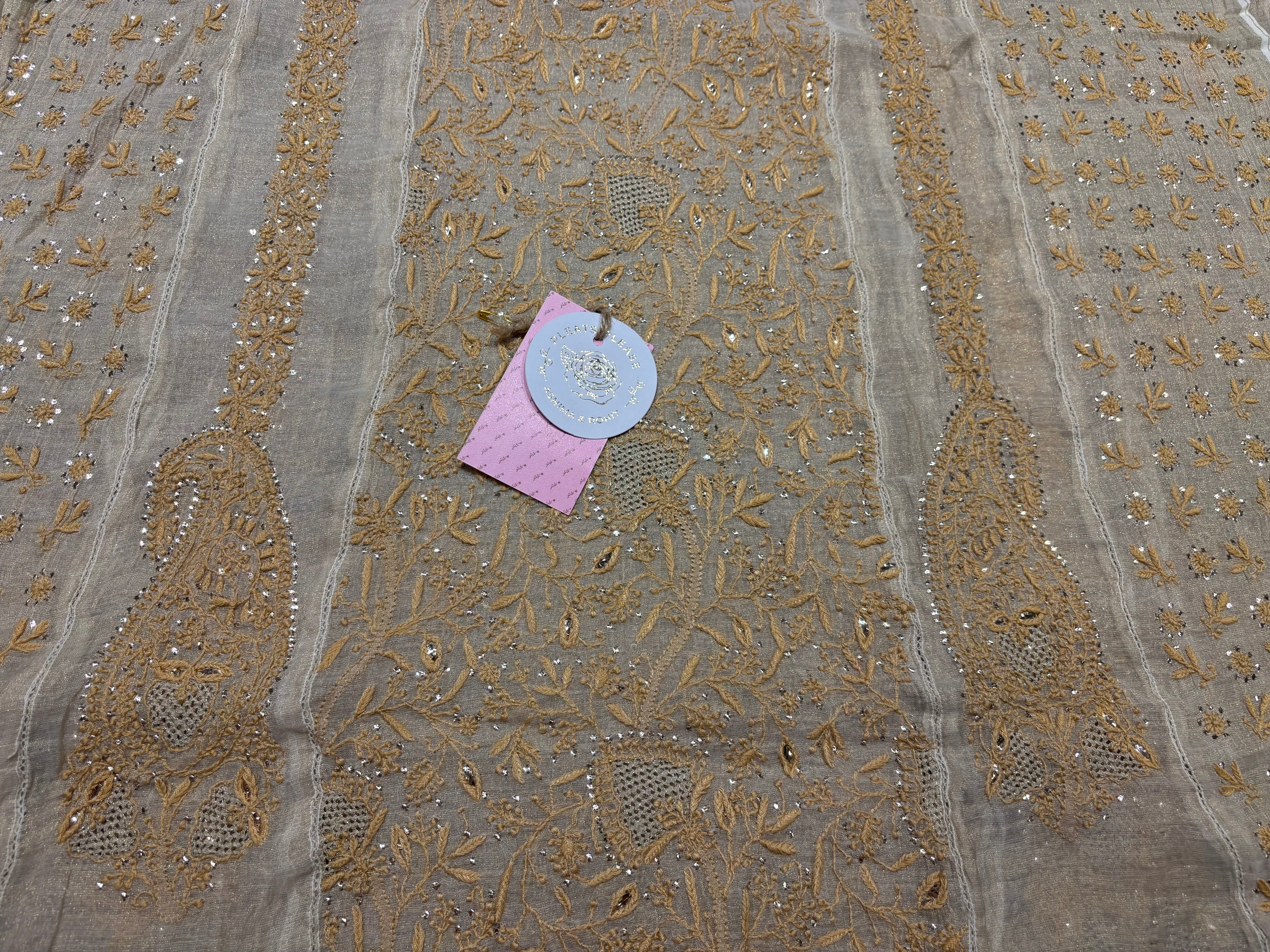 Dyeable Pure and Premium Tissue Chikankari Kalidar Kurta and Dupatta Set