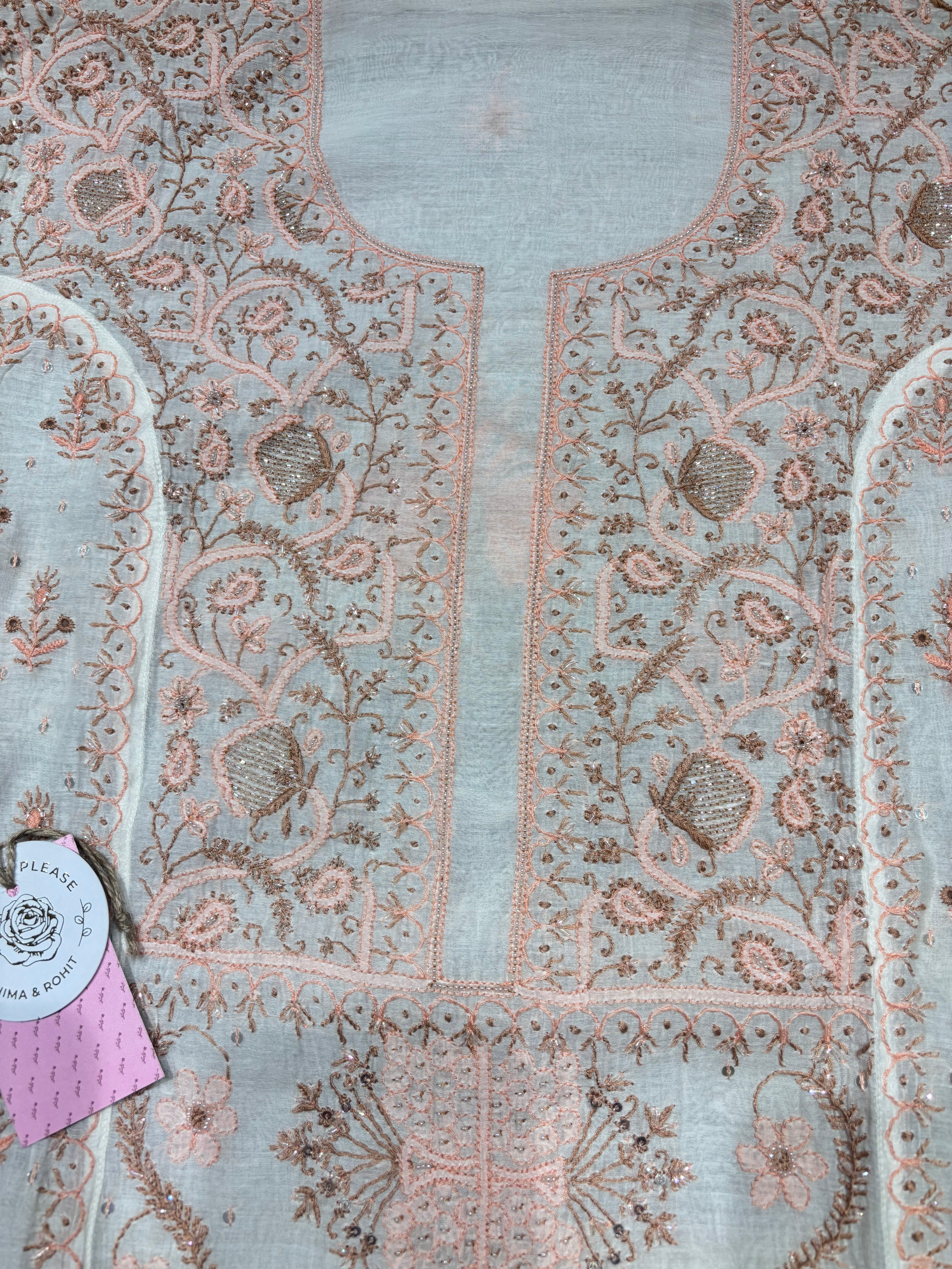 Dyeable Chanderi Mul Chikankari Kurta & Dupatta Set