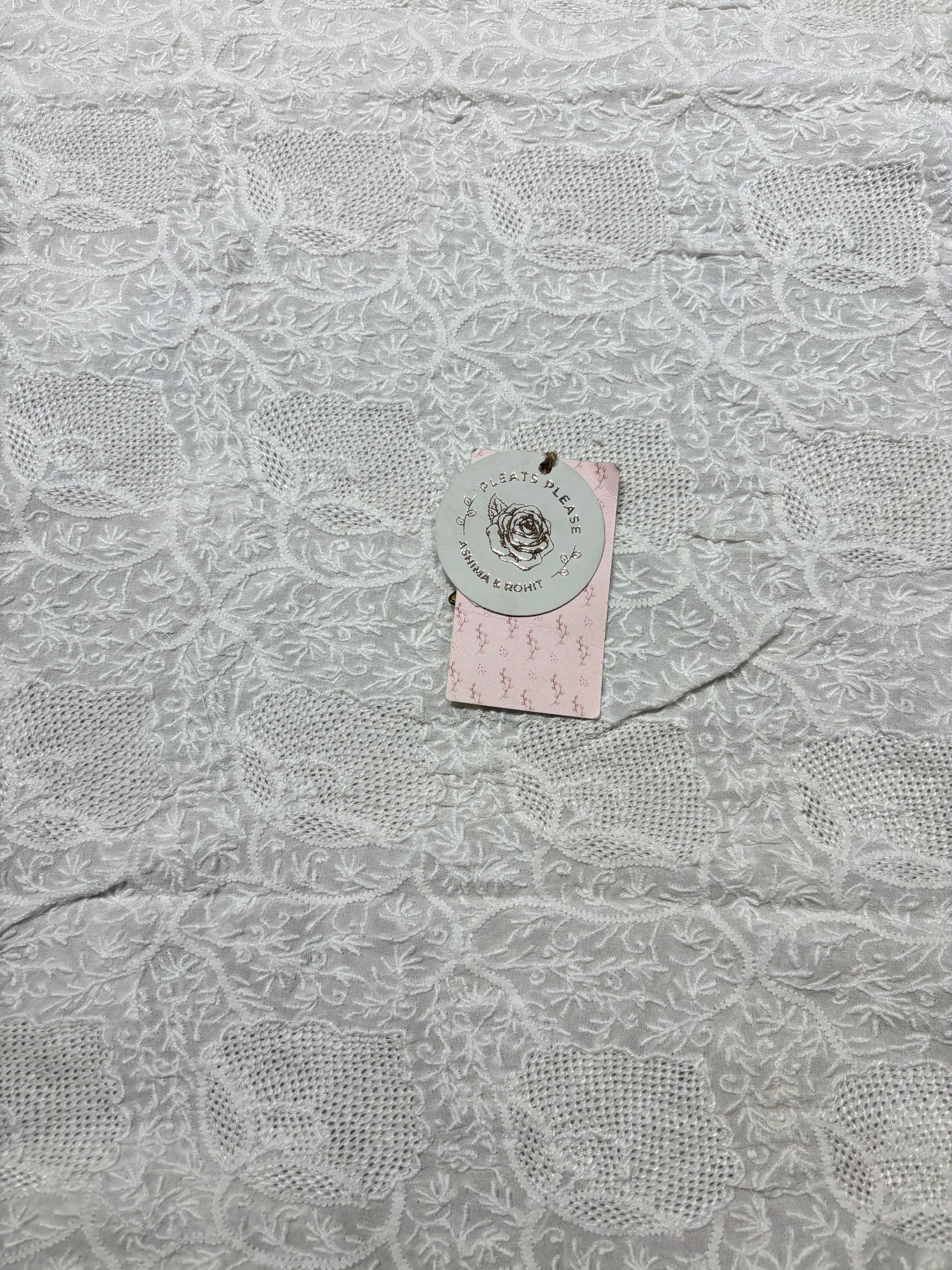 Dyeable Pure & Premium Georgette Chikankari Front & Back Kurta & Dupatta Fabric