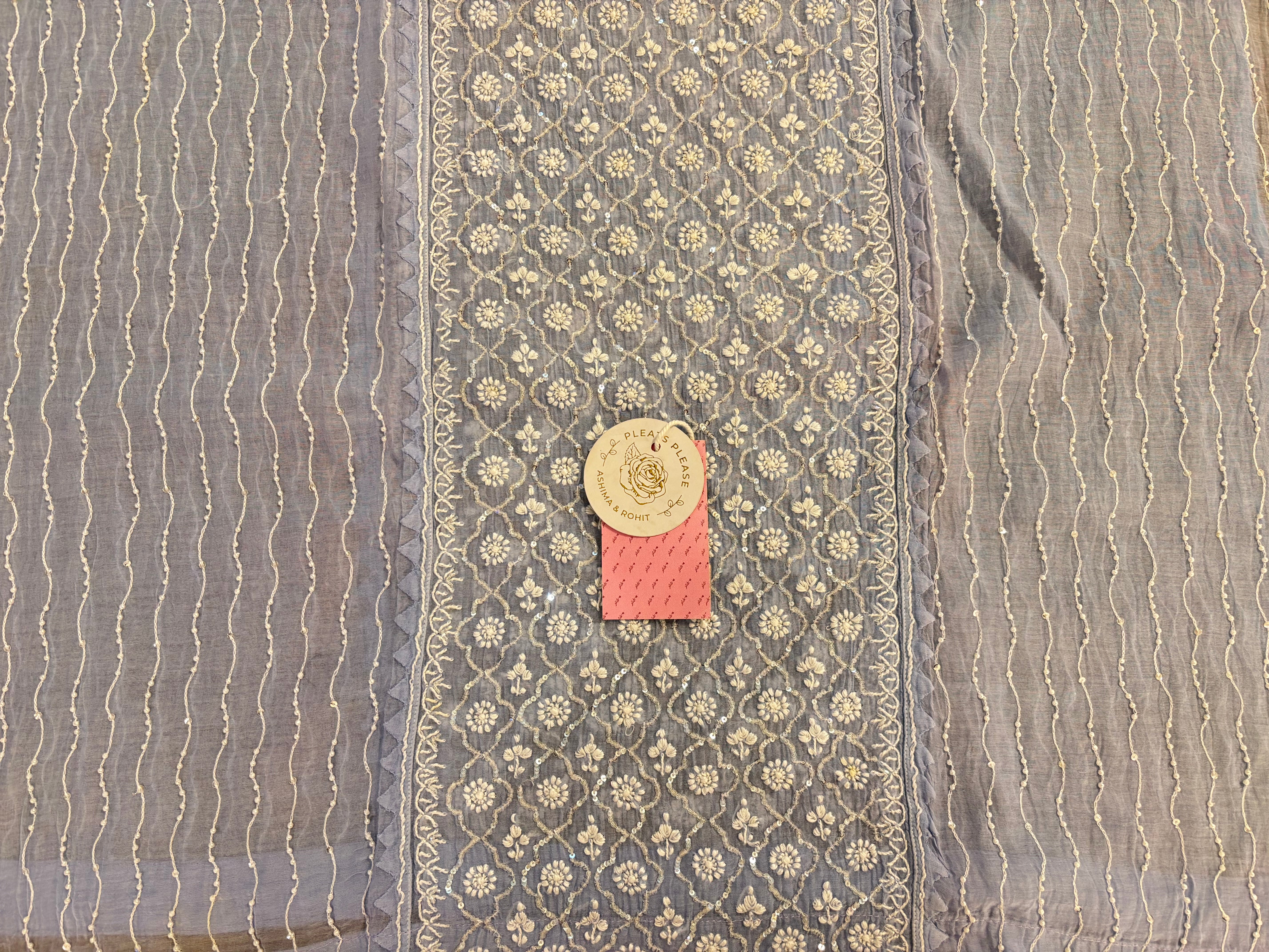 Powder Blue Chanderi Chikankari Kurta & Dupatta