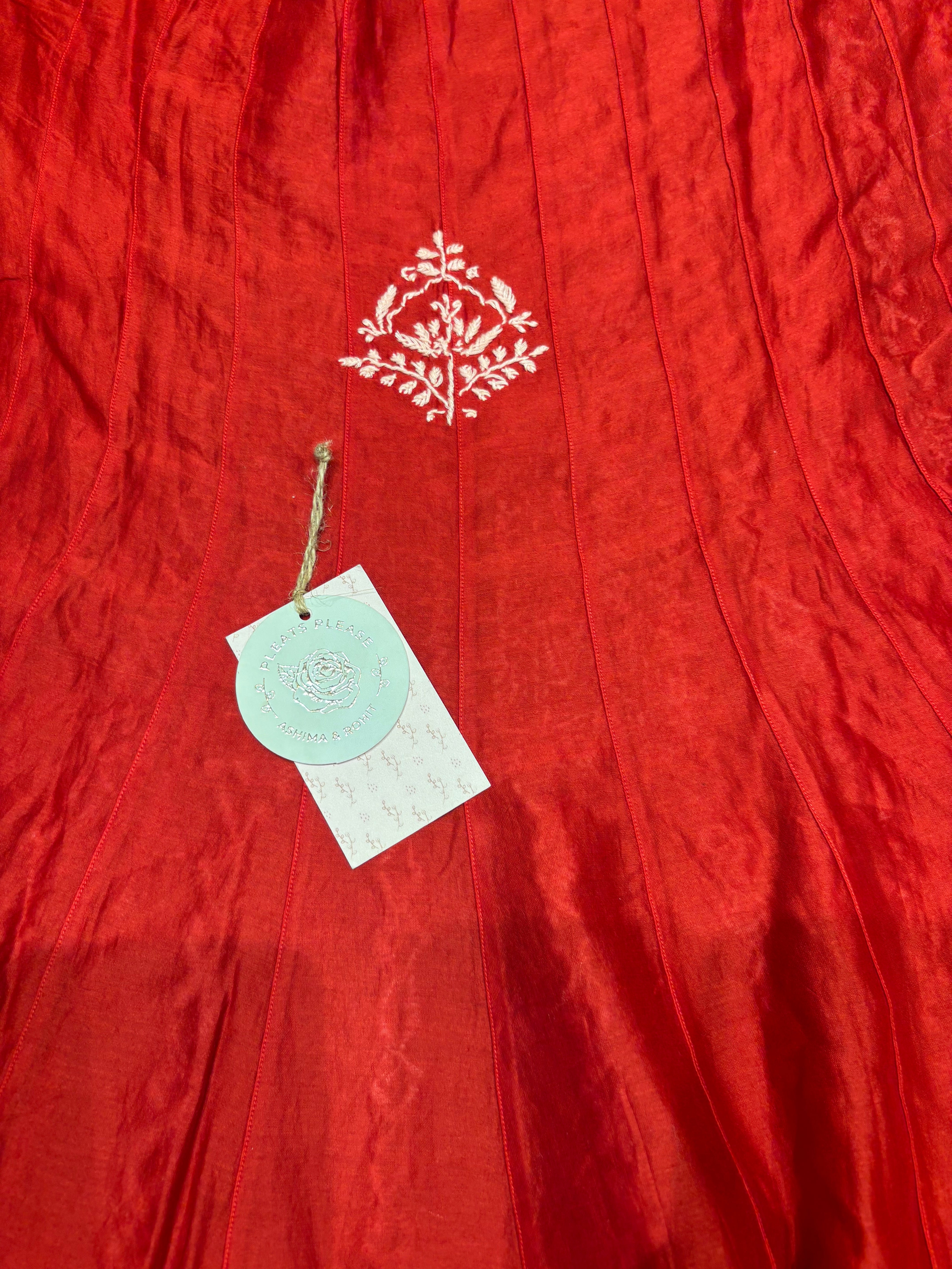 Red Chanderi Silk Chikankari Co-ord Set