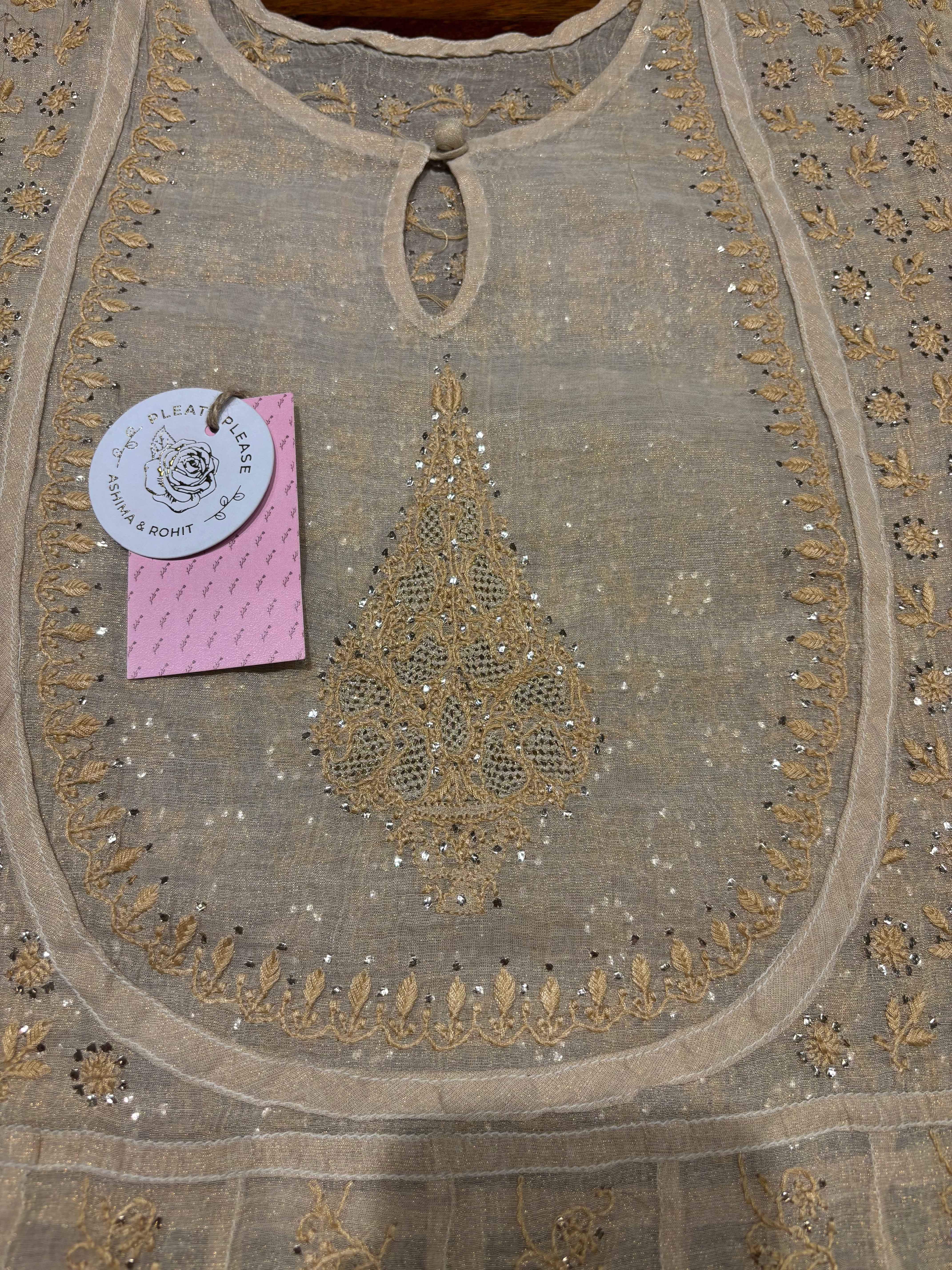 Dyeable Pure and Premium Tissue Chikankari & Mukaish Bajirao Anarkali and Dupatta Set