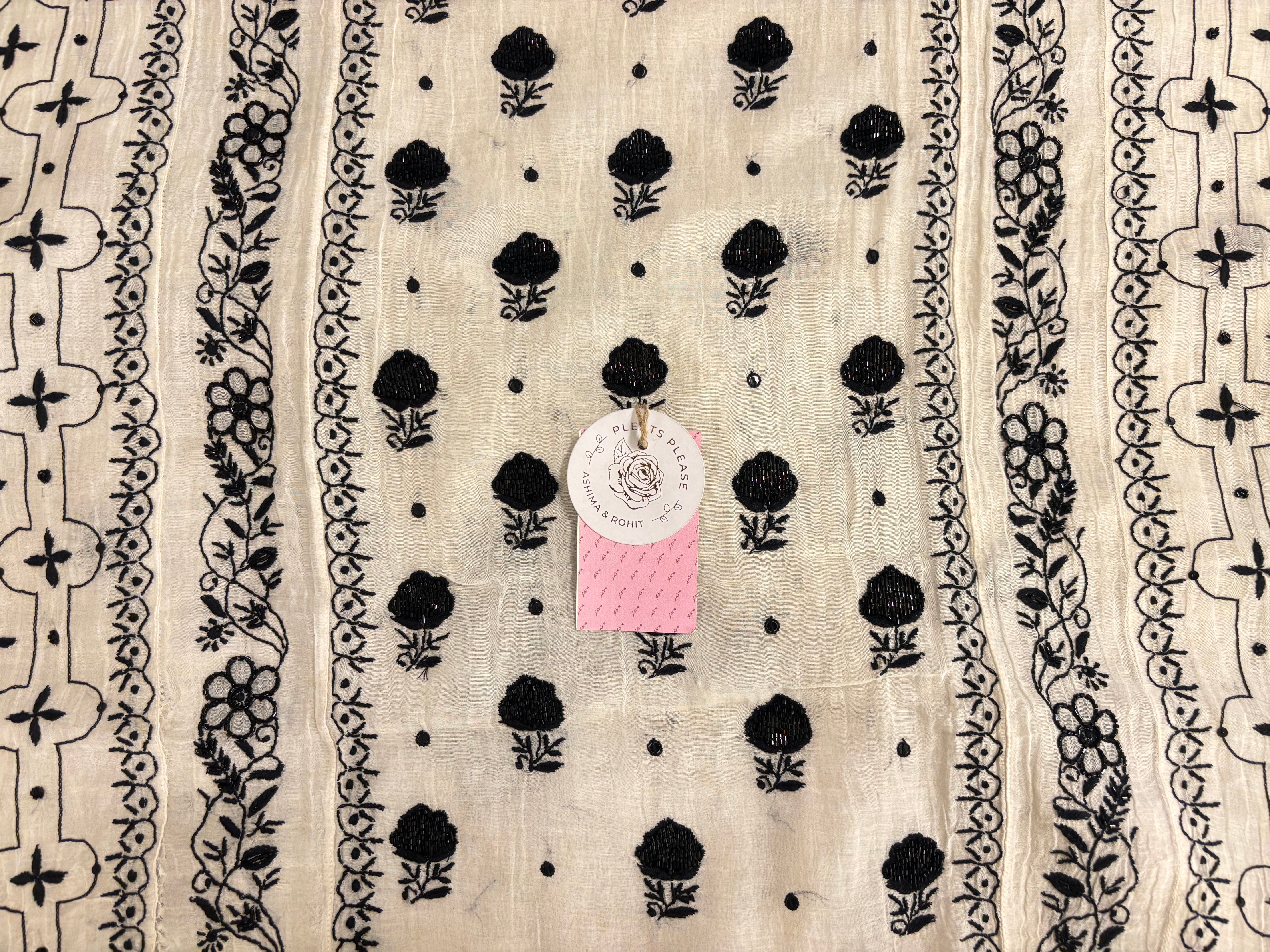Dyeable Black & White Chanderi Kurta & Dupatta