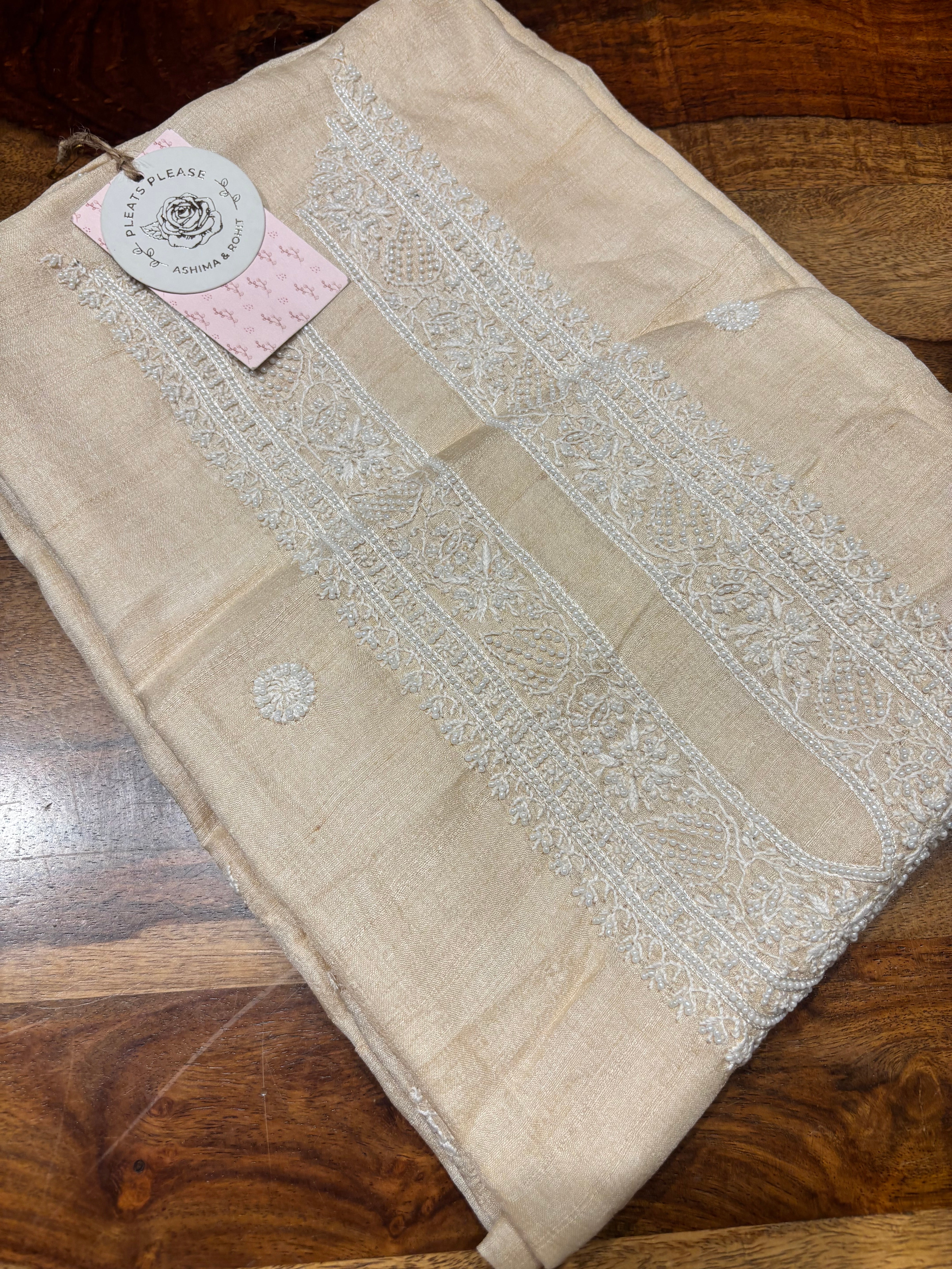 Dyeable Silk Chikankari Men’s Kurta Fabric