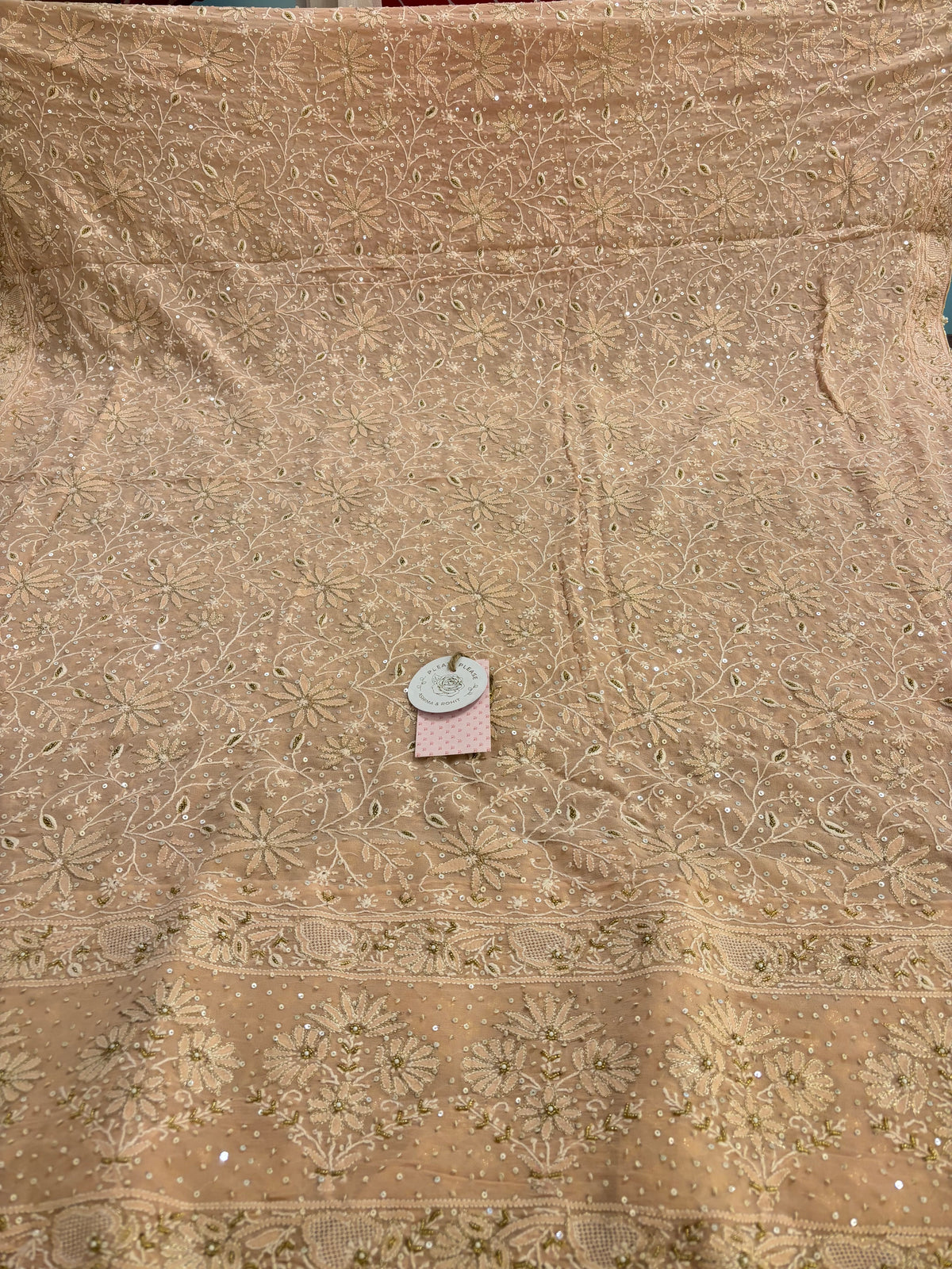 Pastel Peach Pure & Premium Georgette Chikankari Dupatta