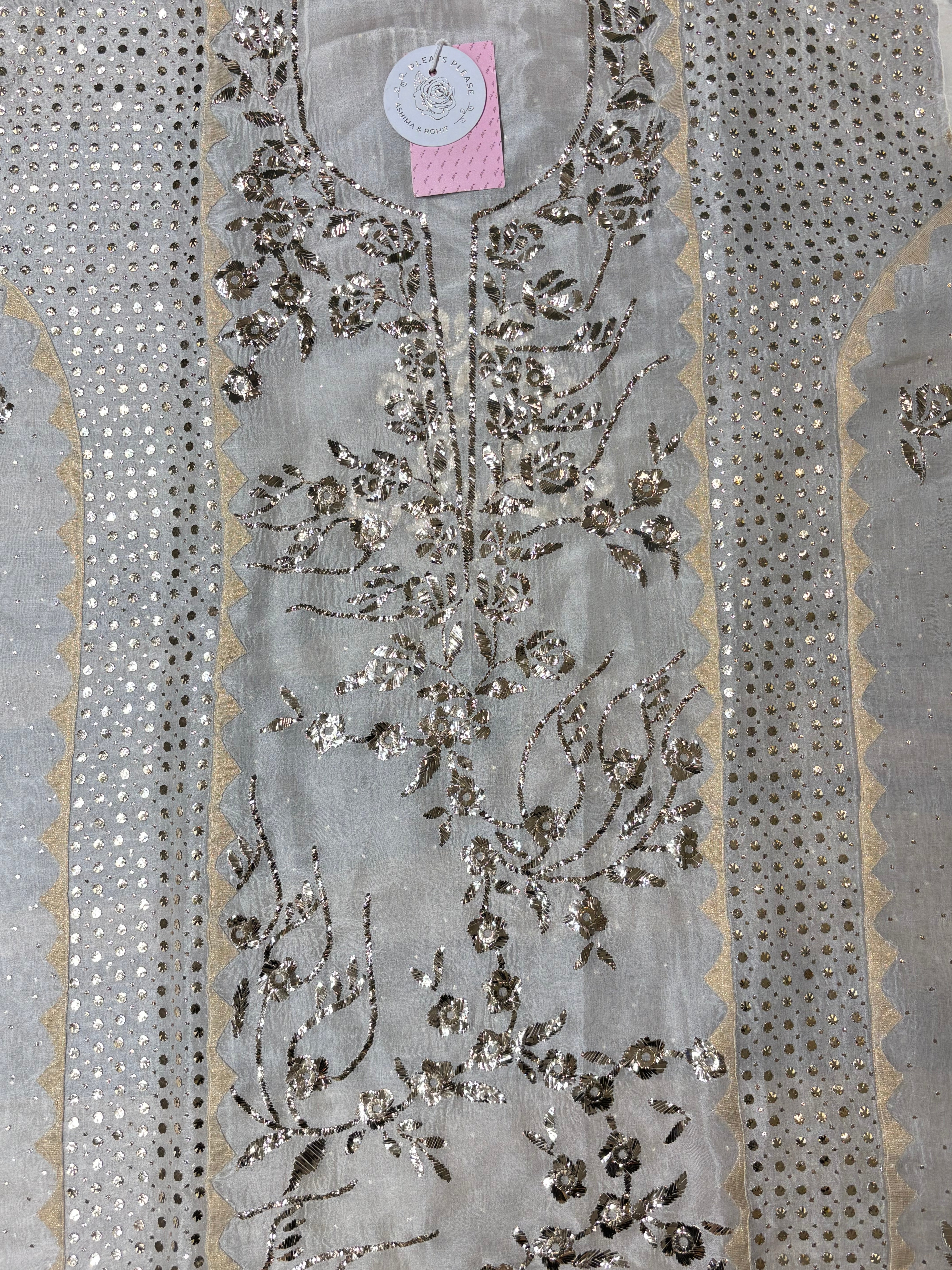 Dyeable Pure Organza Silk Mukaish  Kurta & Dupatta