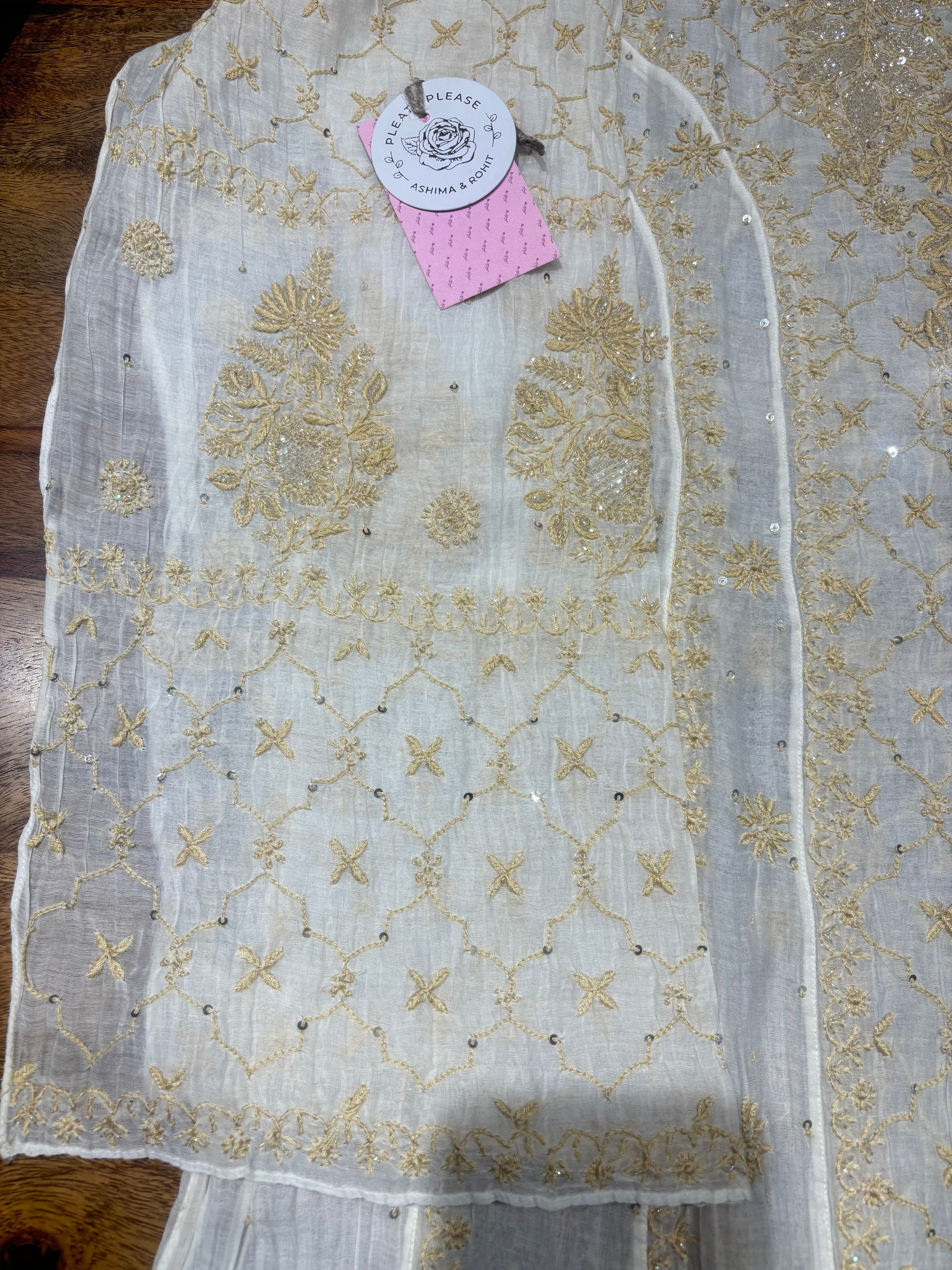 Dyeable Chanderi Mul Chikankari Anarkali & Dupatta Set
