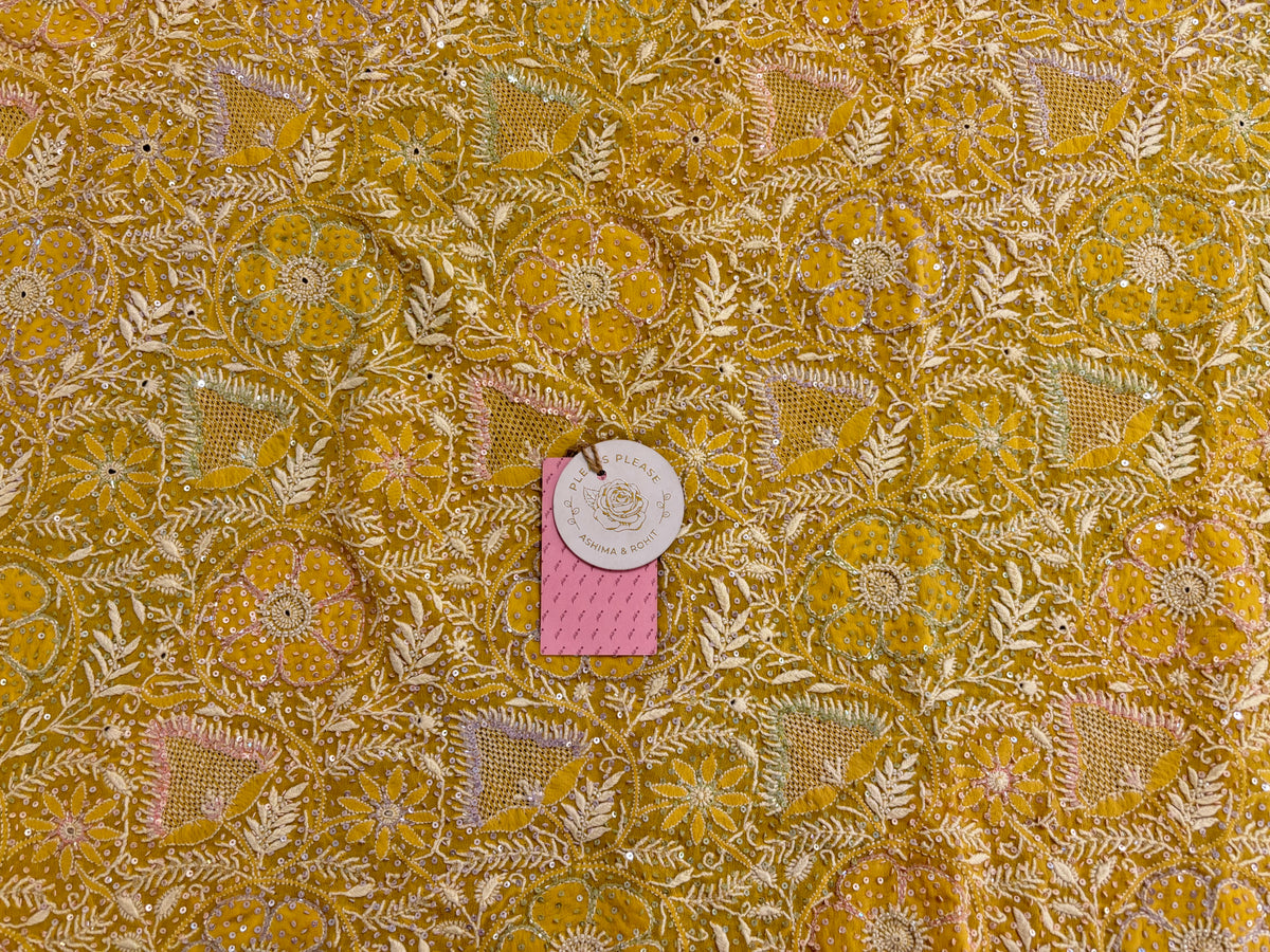 Mustard Yellow Pure & Premium Georgette Chikankari Kurta & Dupatta