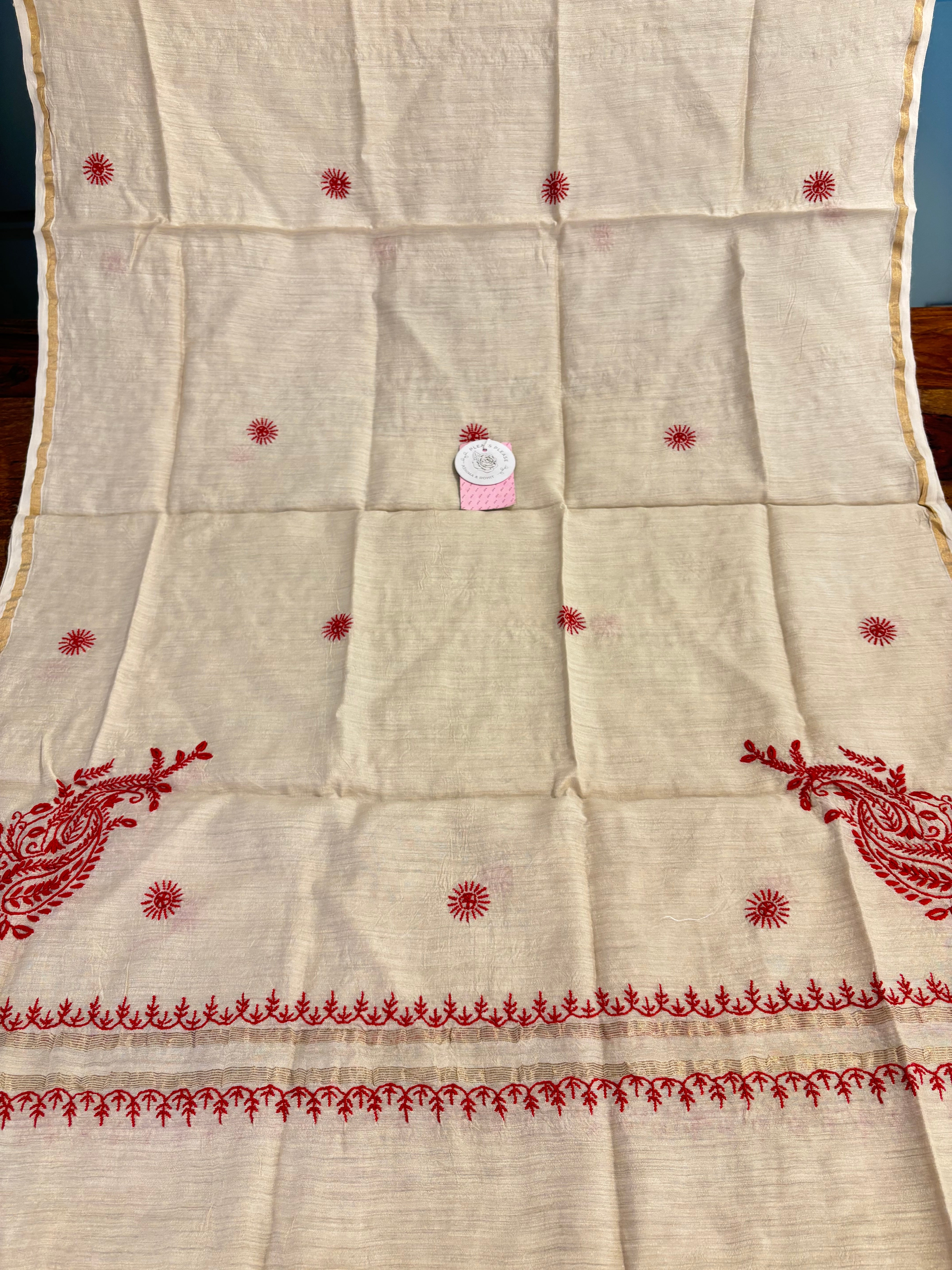 Dyeable Munga Silk Chikankari Kurta & Dupatta Set