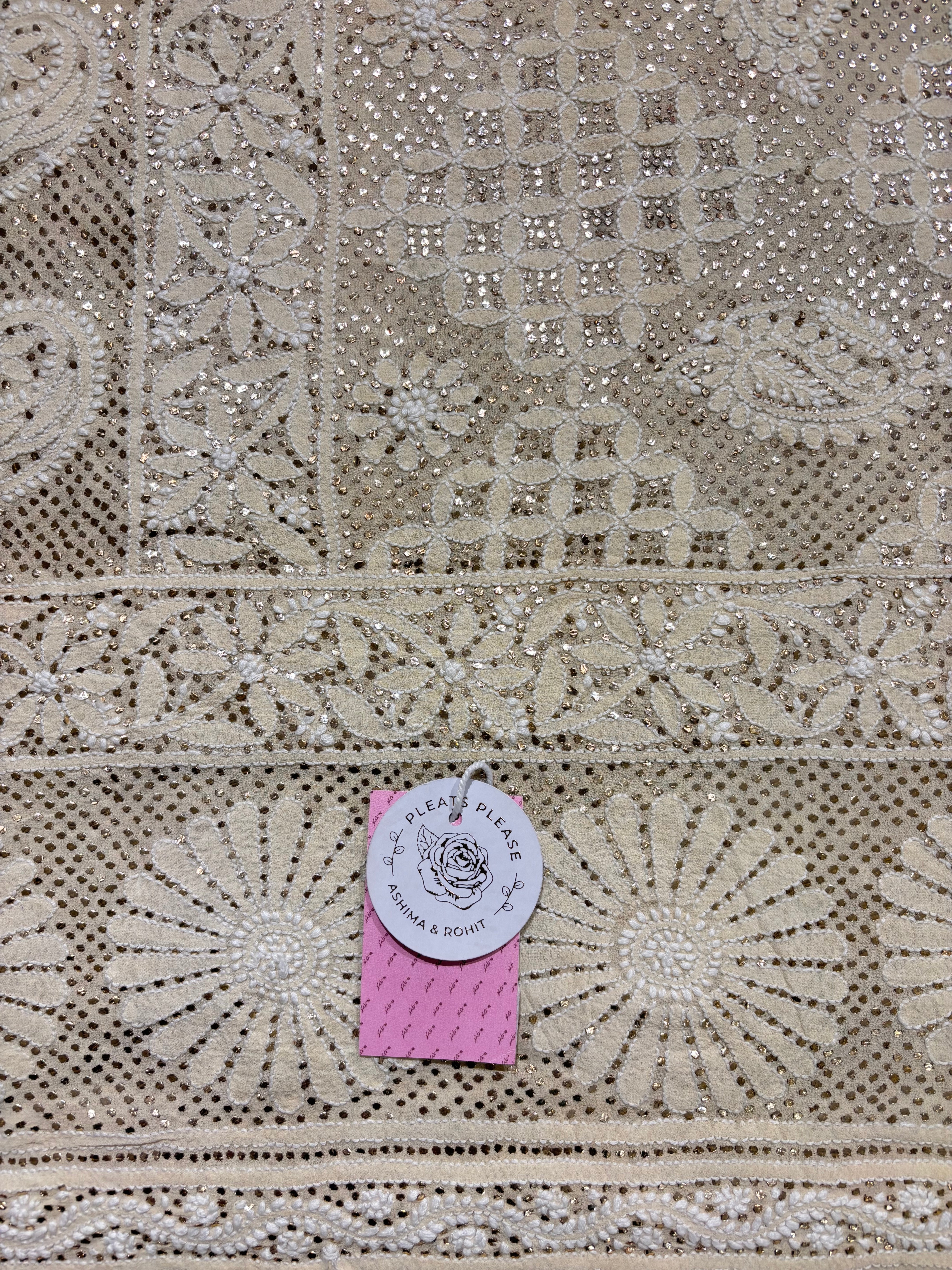 Dyeable Pure & Premium Georgette Mukaish Chikankari Dupatta - Pleats PleaseChikankari