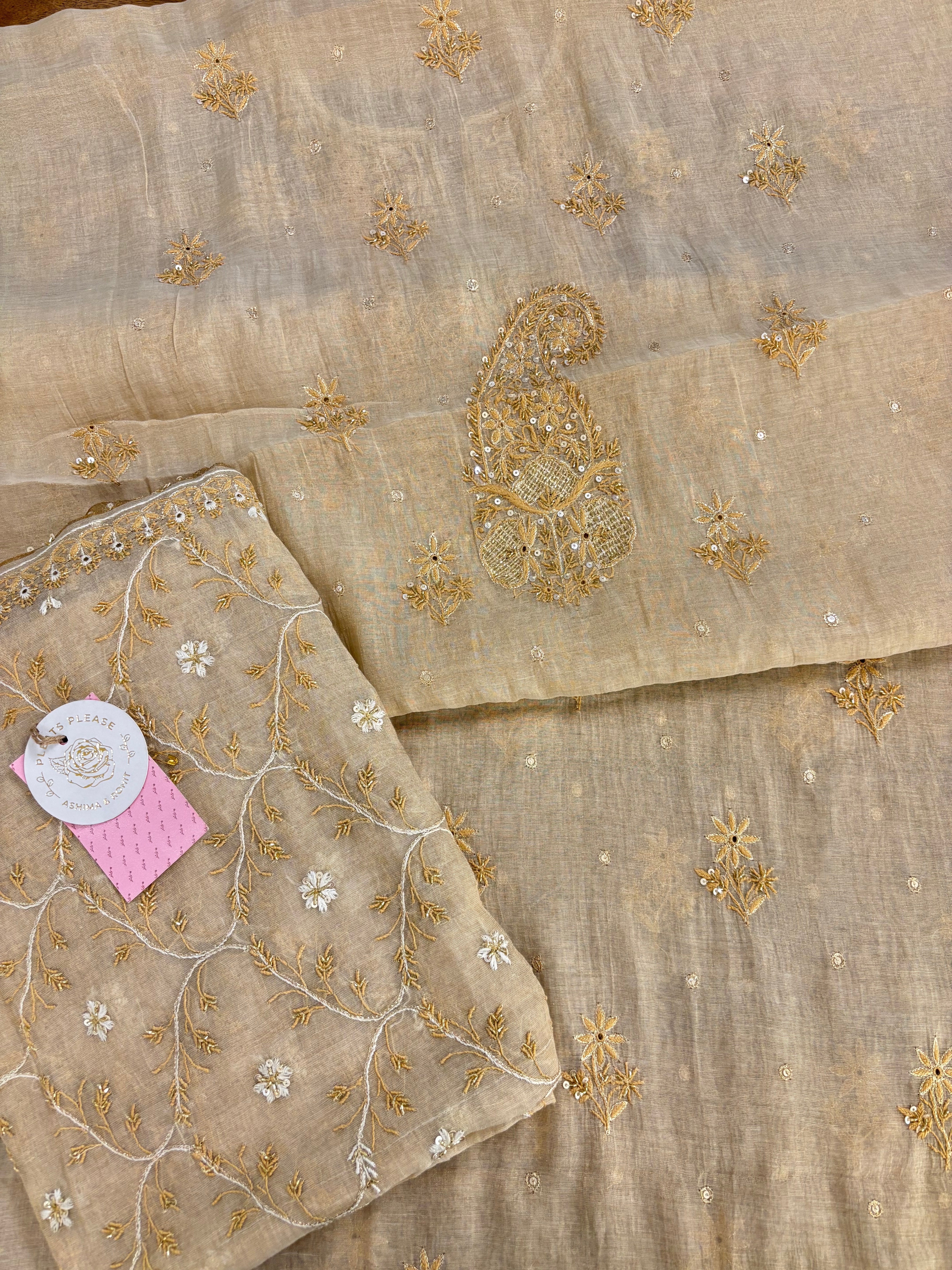 Dyeable Pure & Premium Tissue Chikankari Kurta & Dupatta