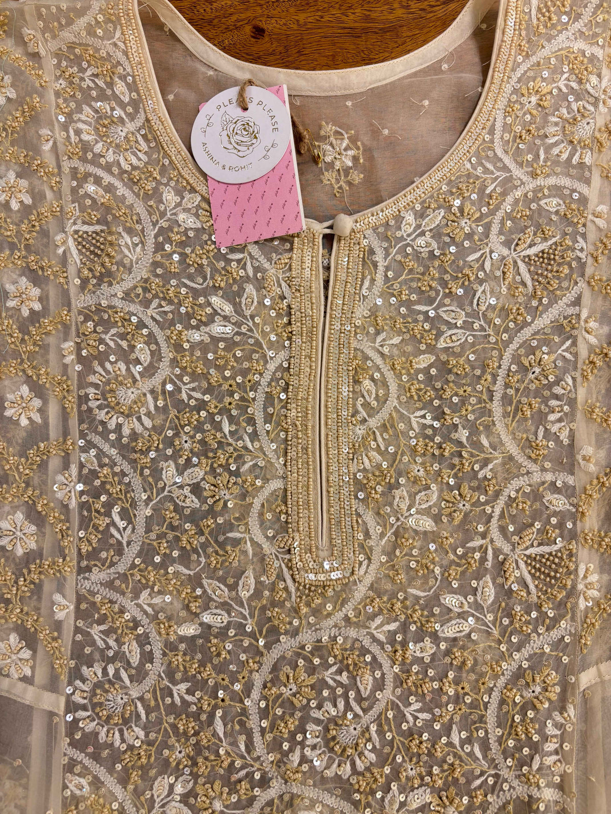 Ivory Pure & Premium Organza Chikankari Anarkali & Dupatta Set