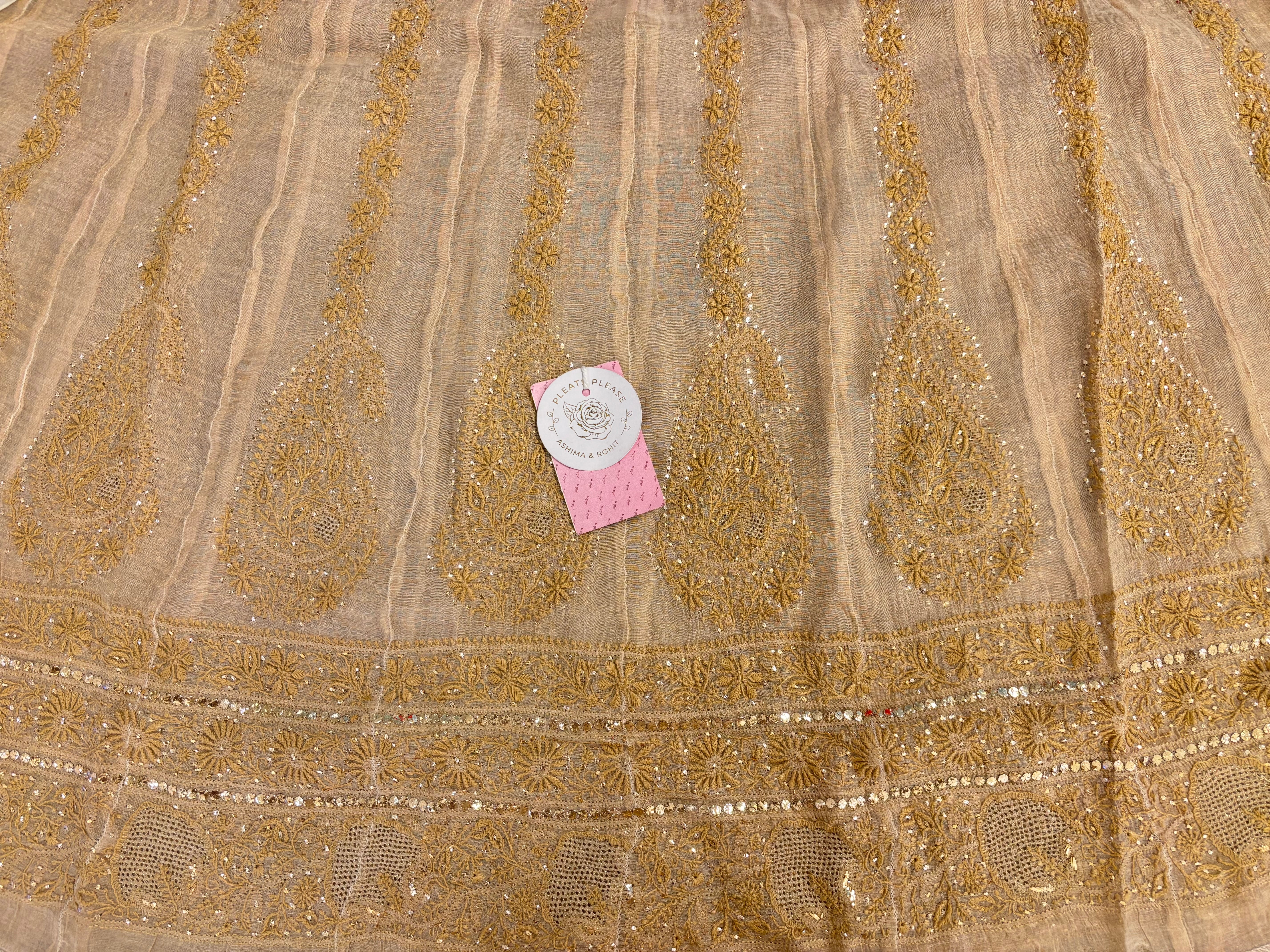 Dyeable Pure & Premium Tissue Mukaish Chikankari Bajirao Anarkali & Dupatta