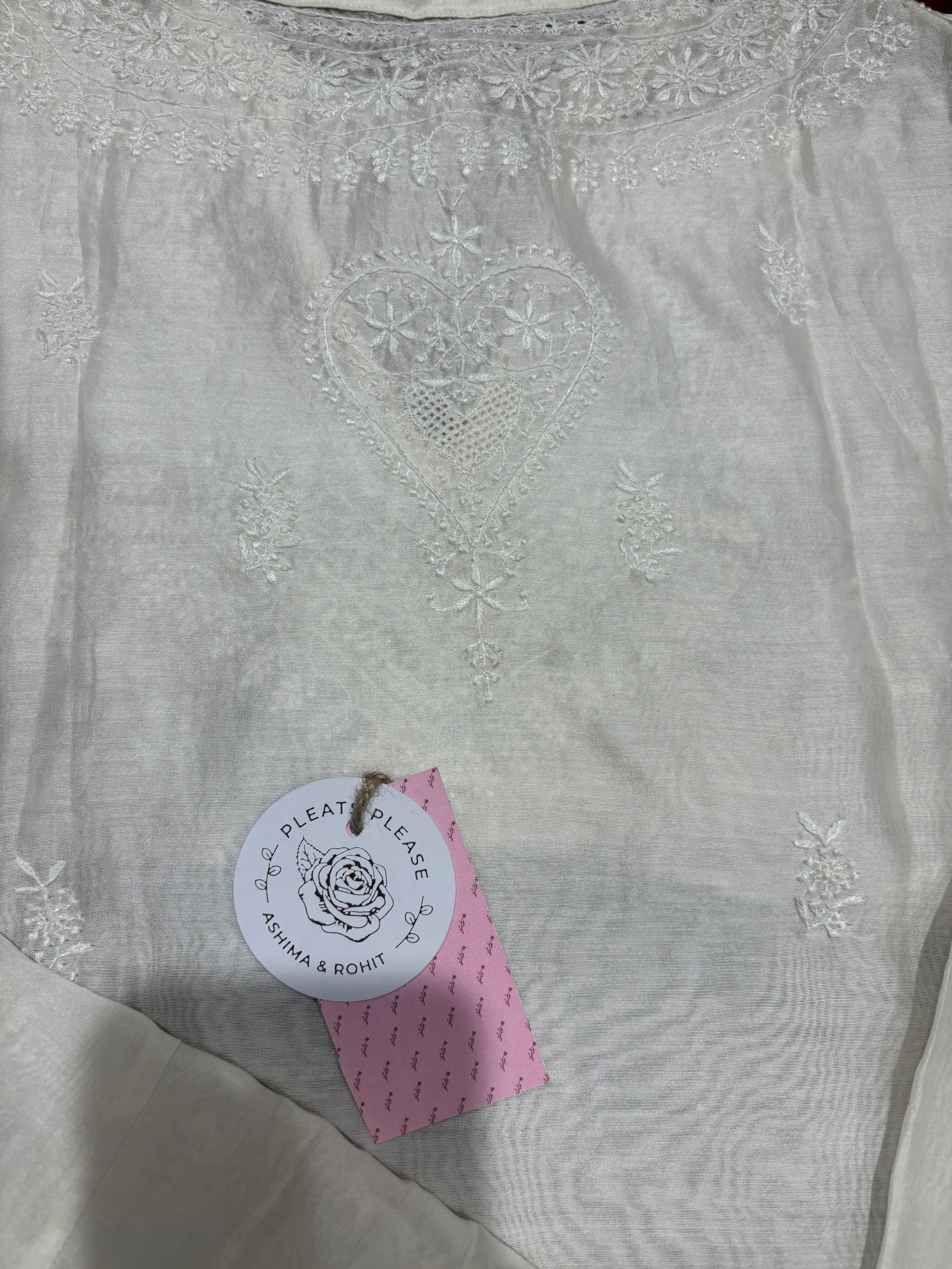 Dyeable Pure and Premium Chanderi Silk Chikankari Choga Kurta