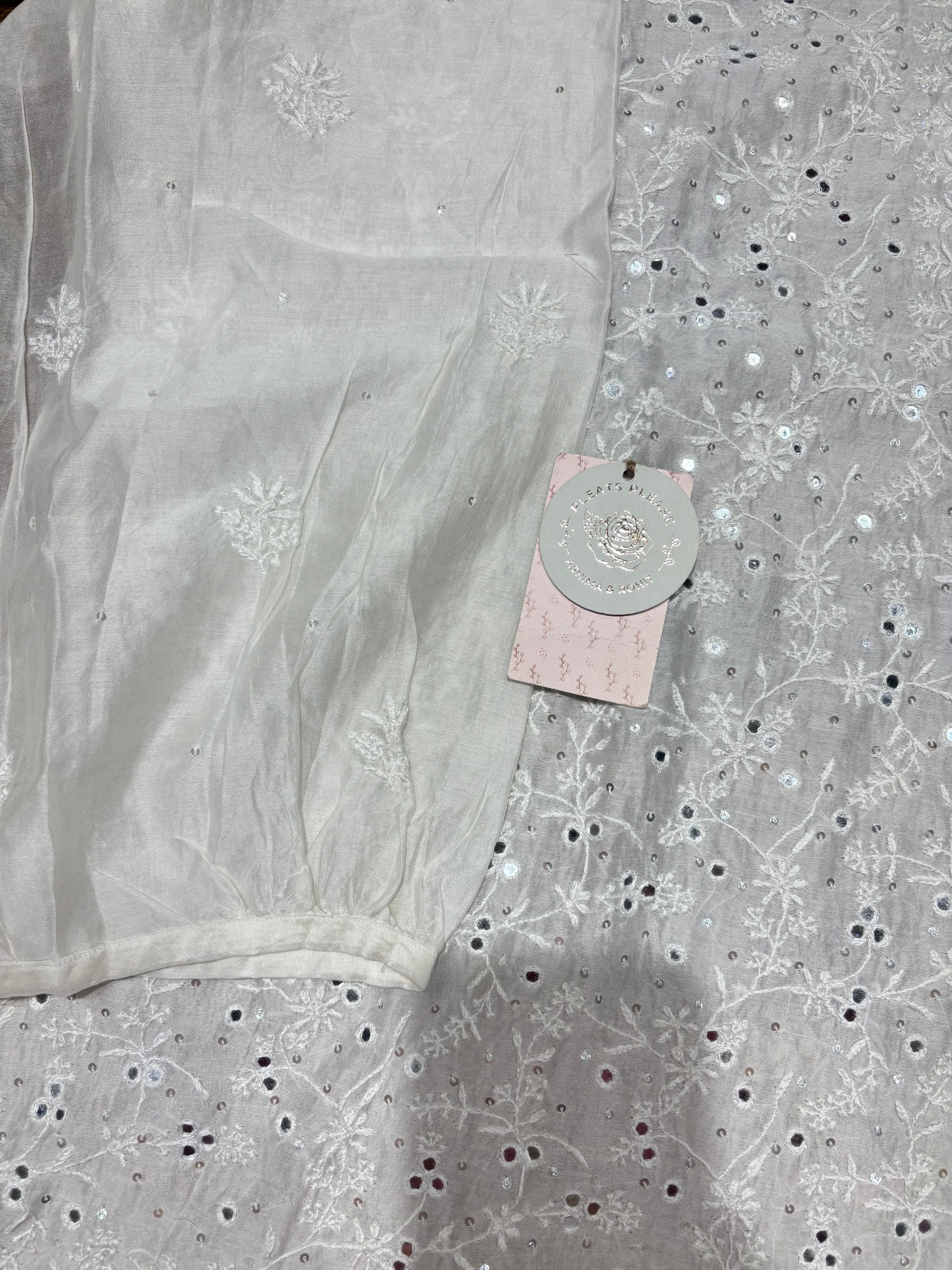 Dyeable Chanderi Silk Chikankari Co-ord Set