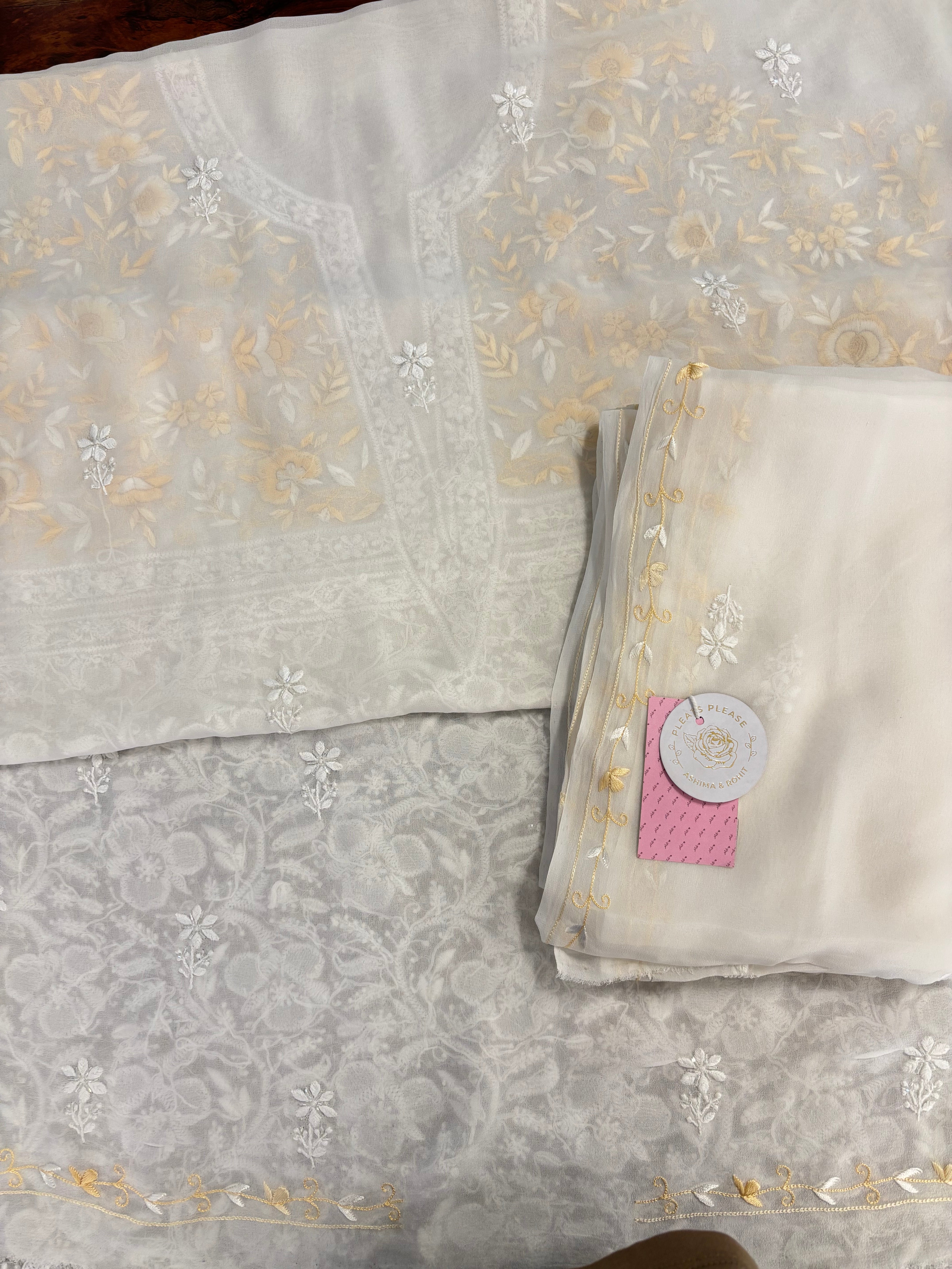 Dyeable Pure & Premium Georgette Chikankari Kurta & Dupatta