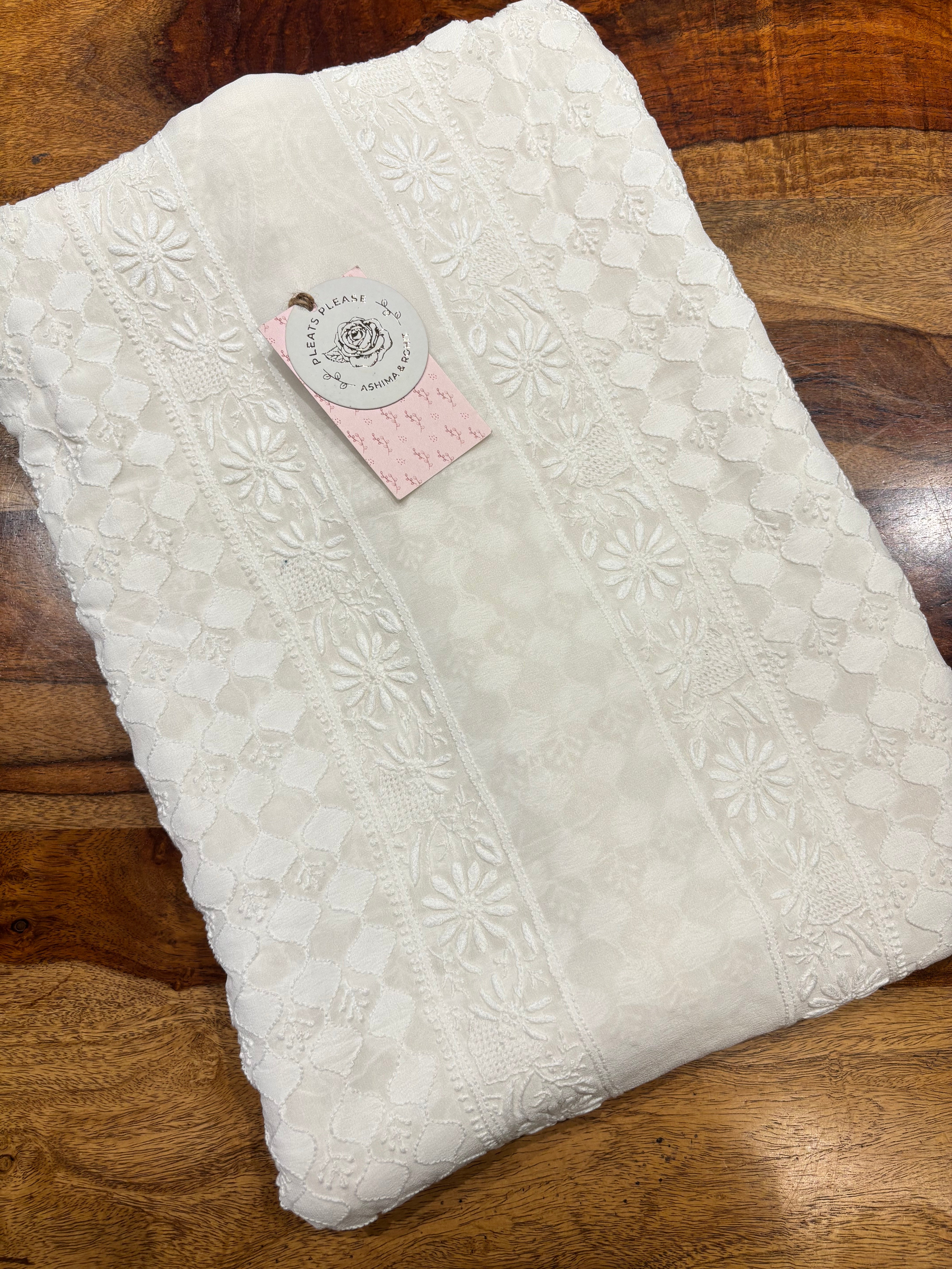 Dyeable Pure and Premium Georgette Chikankari Sherwani