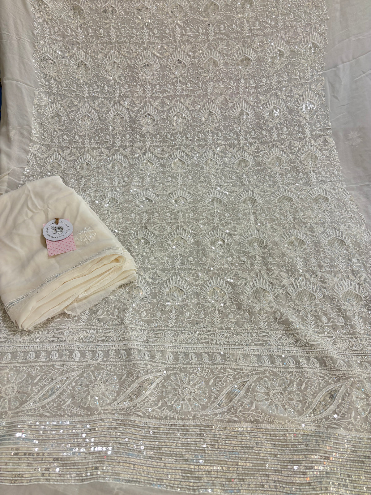 Dyeable Pure Georgette Chikankari Kurta & Dupatta